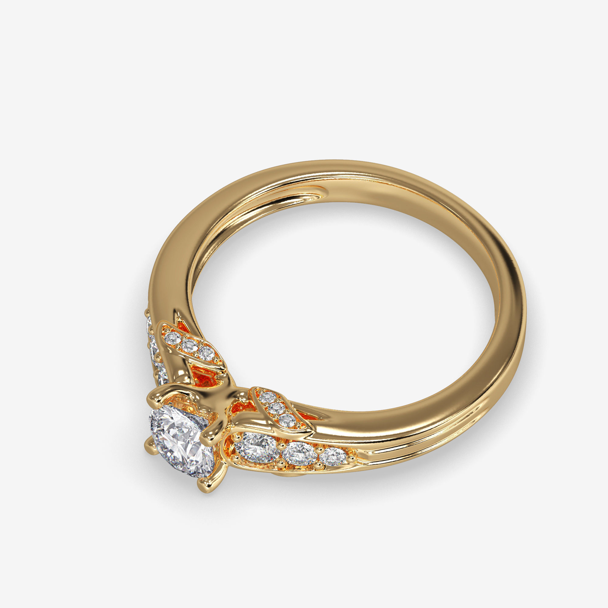 CJ-0040 engagement ring gold 3D print model_11