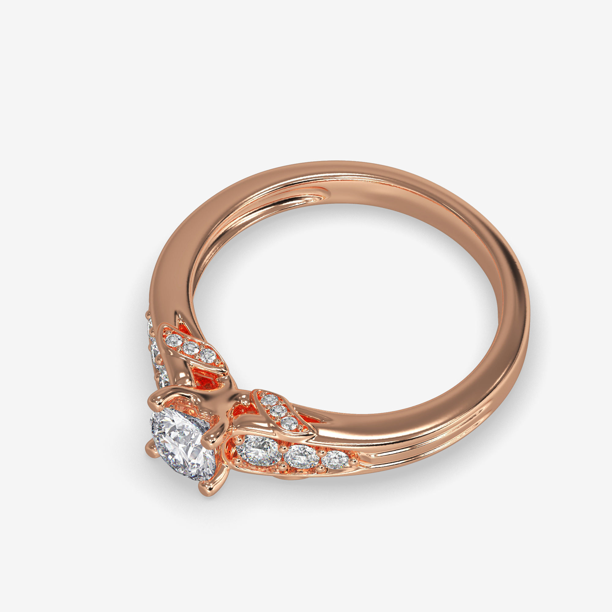 CJ-0040 engagement ring gold 3D print model_5
