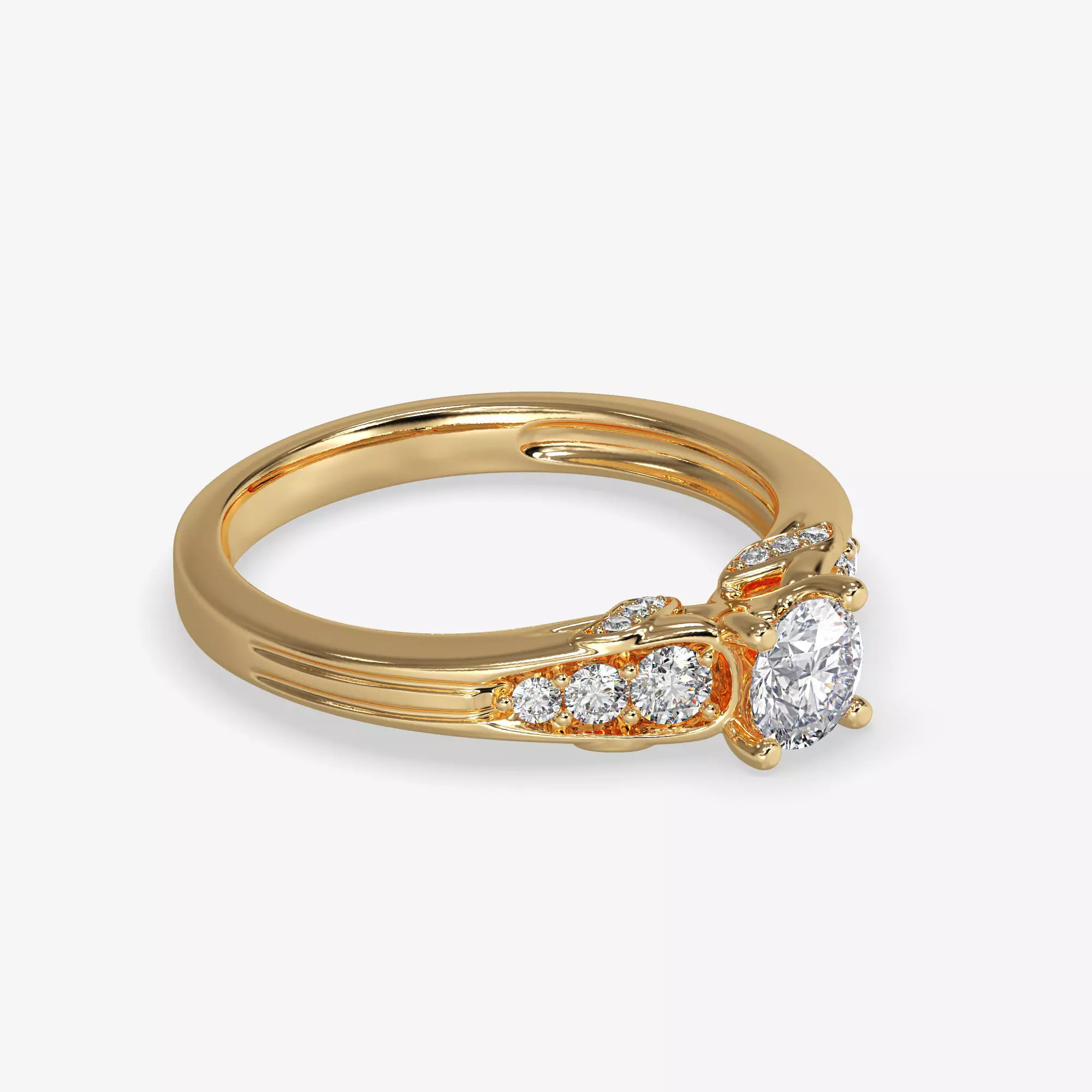 CJ-0040 engagement ring gold 3D print model_0