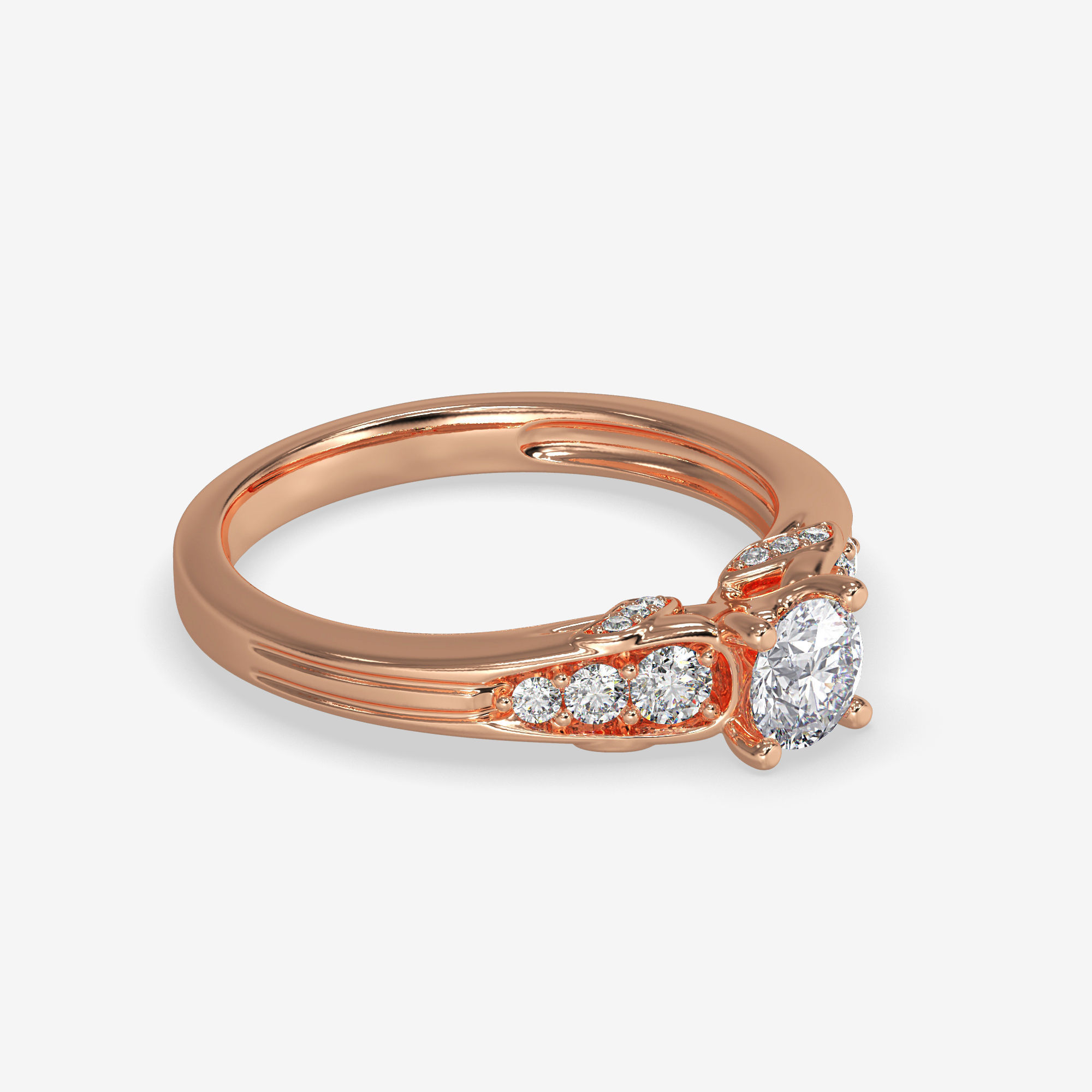 CJ-0040 engagement ring gold 3D print model_1