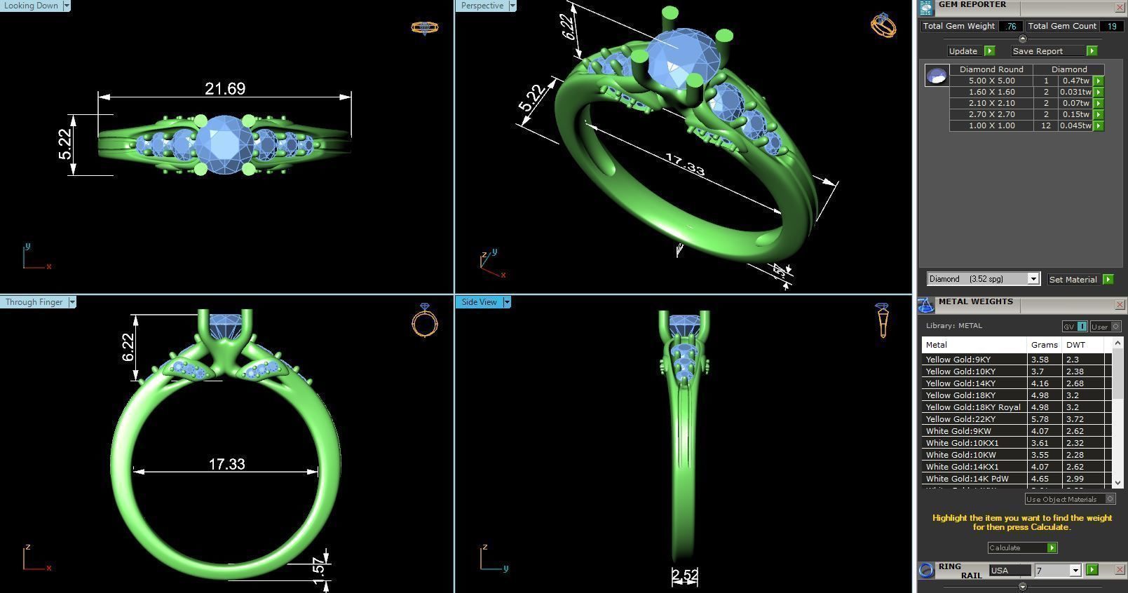 CJ-0040 engagement ring gold 3D print model_3