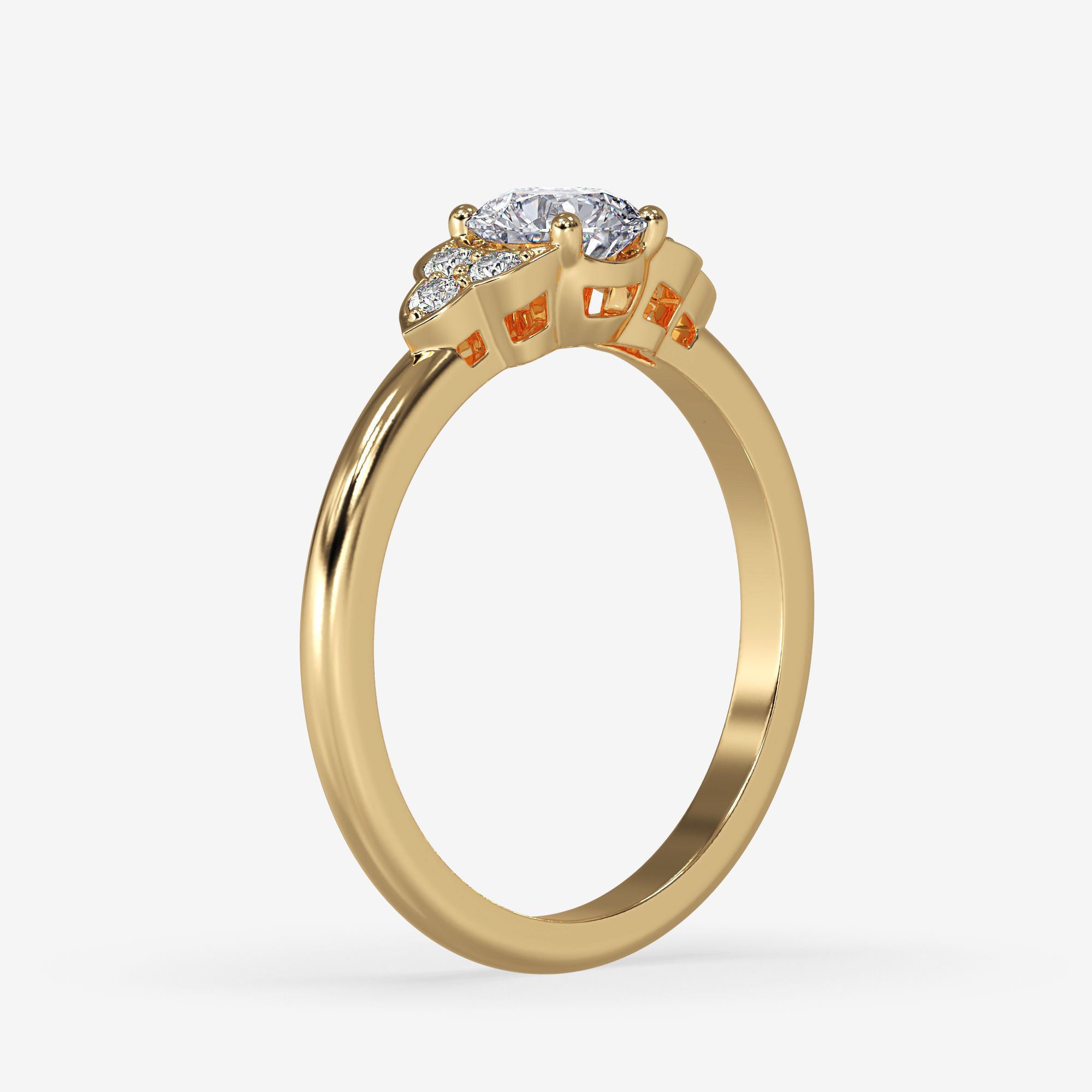 CJ-0039 diamond engagement ring gold 3D print model_12
