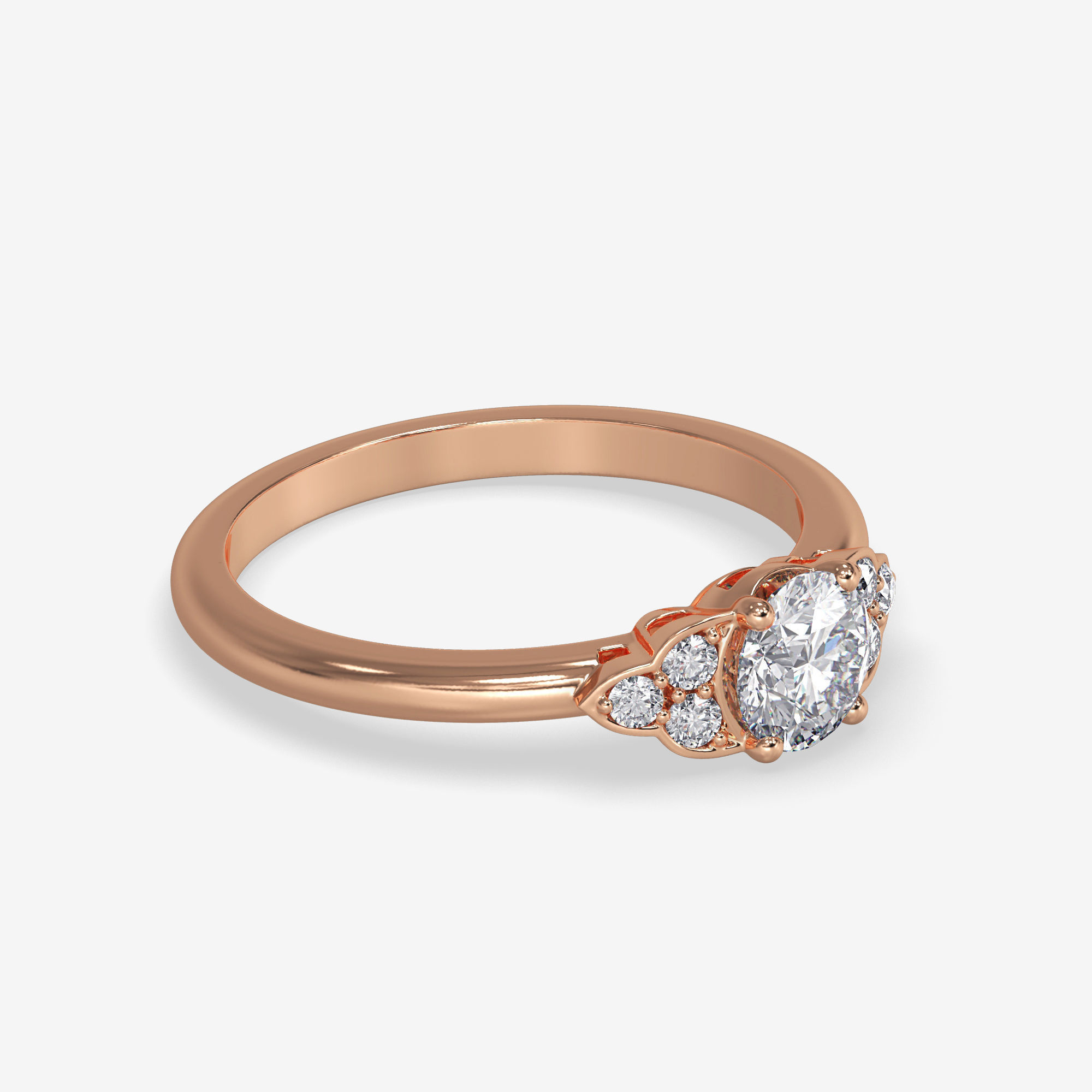 CJ-0039 diamond engagement ring gold 3D print model_1