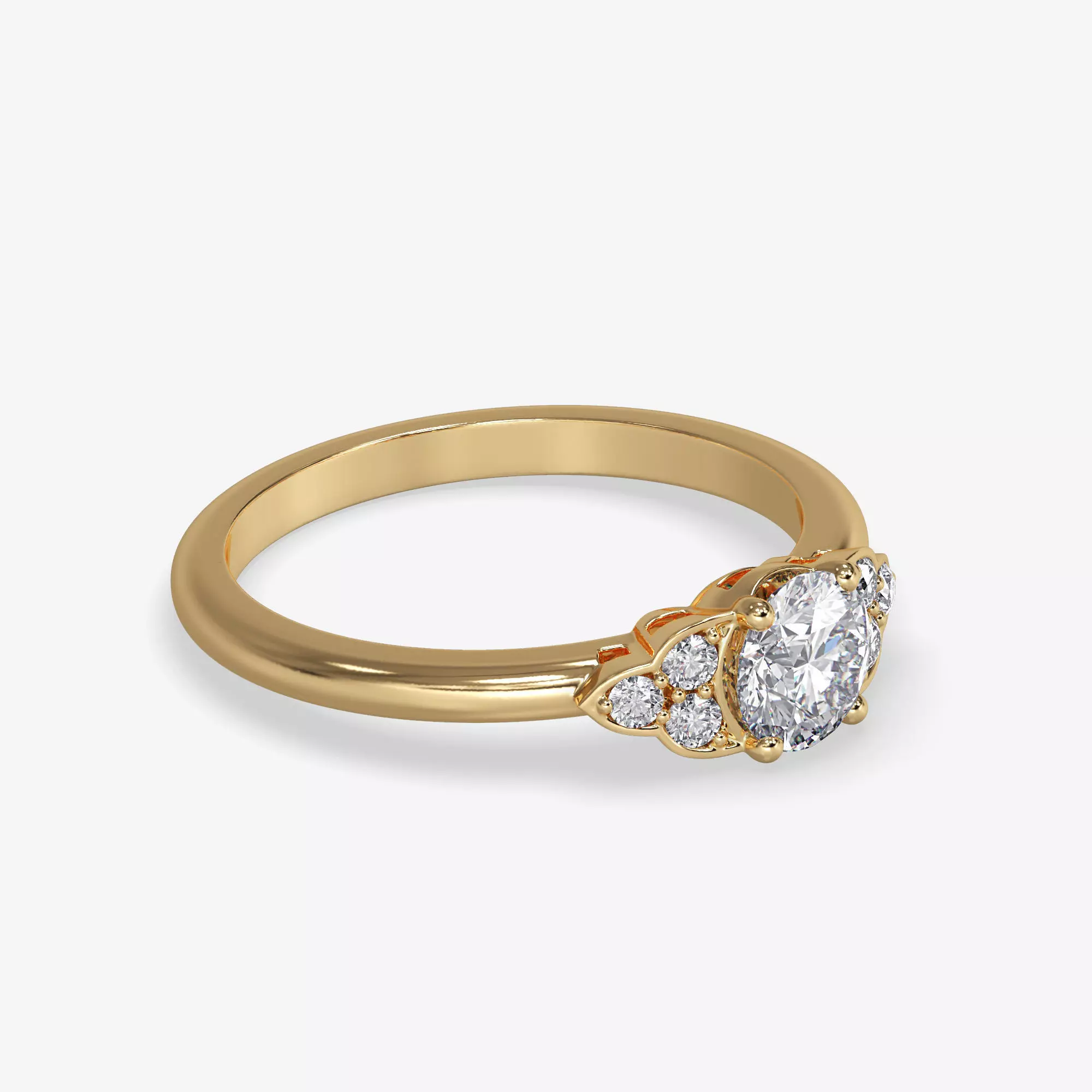 CJ-0039 diamond engagement ring gold 3D print model_0