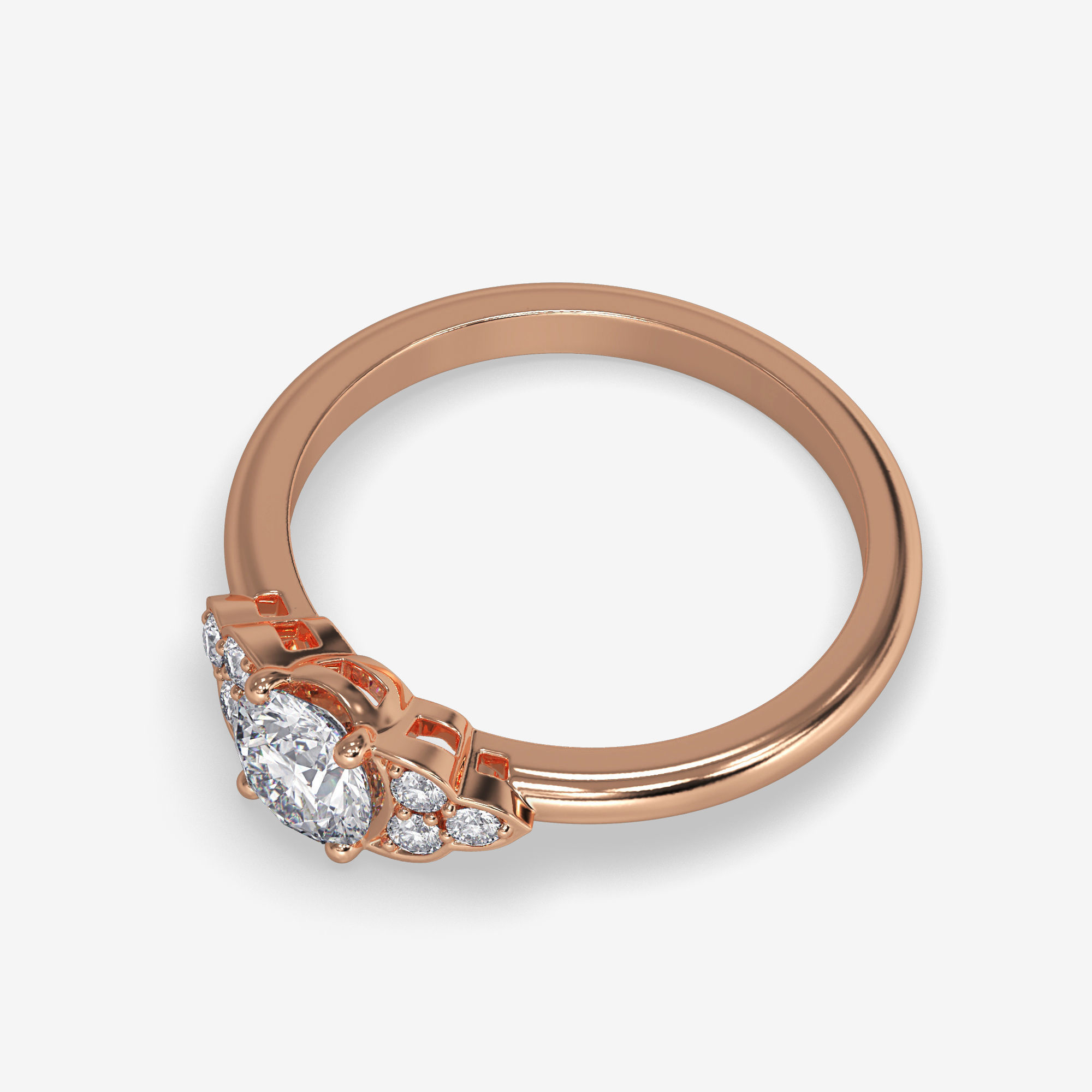 CJ-0039 diamond engagement ring gold 3D print model_5