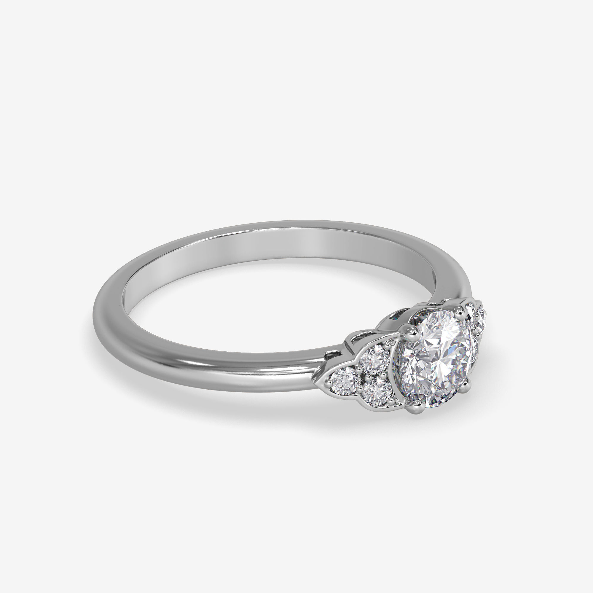 CJ-0039 diamond engagement ring gold 3D print model_2