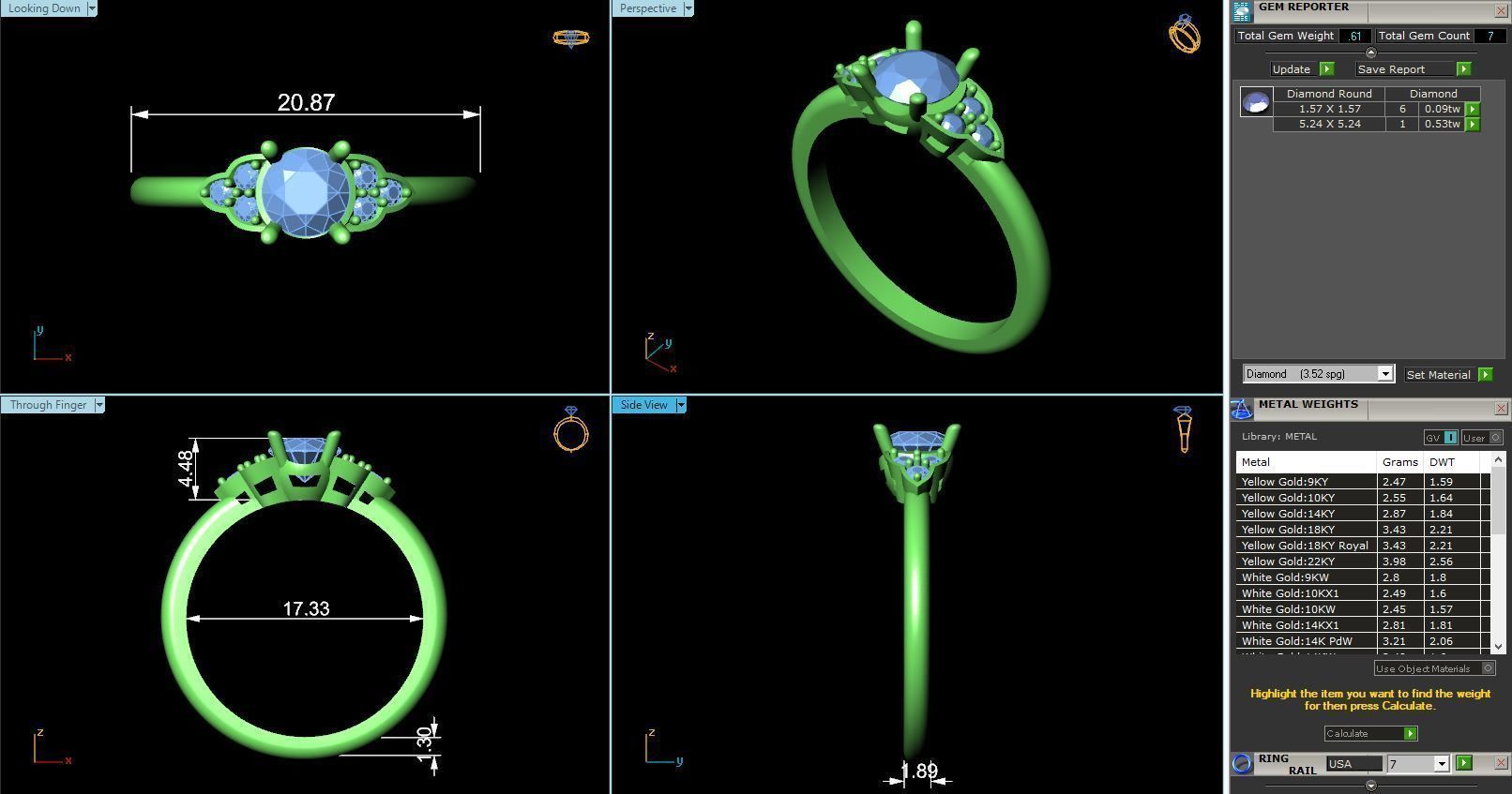 CJ-0039 diamond engagement ring gold 3D print model_3