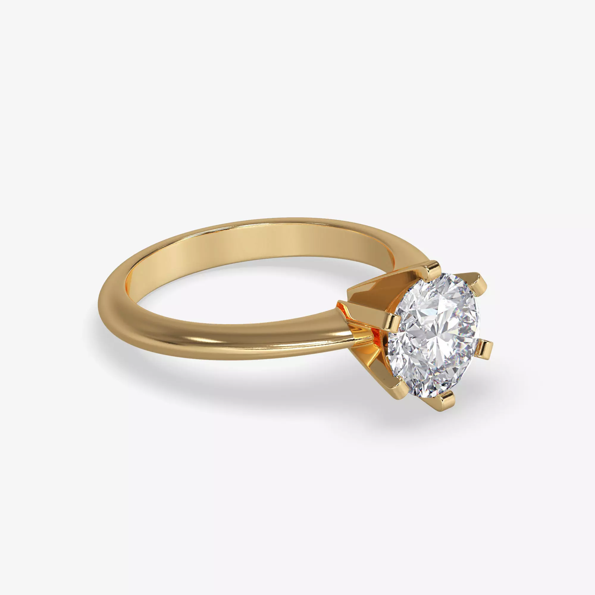 CJ-0038 solitaire diamond ring in rose gold 3D print model_0