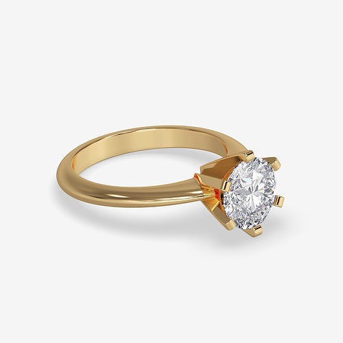CJ-0038 solitaire diamond ring in rose gold 3D print model