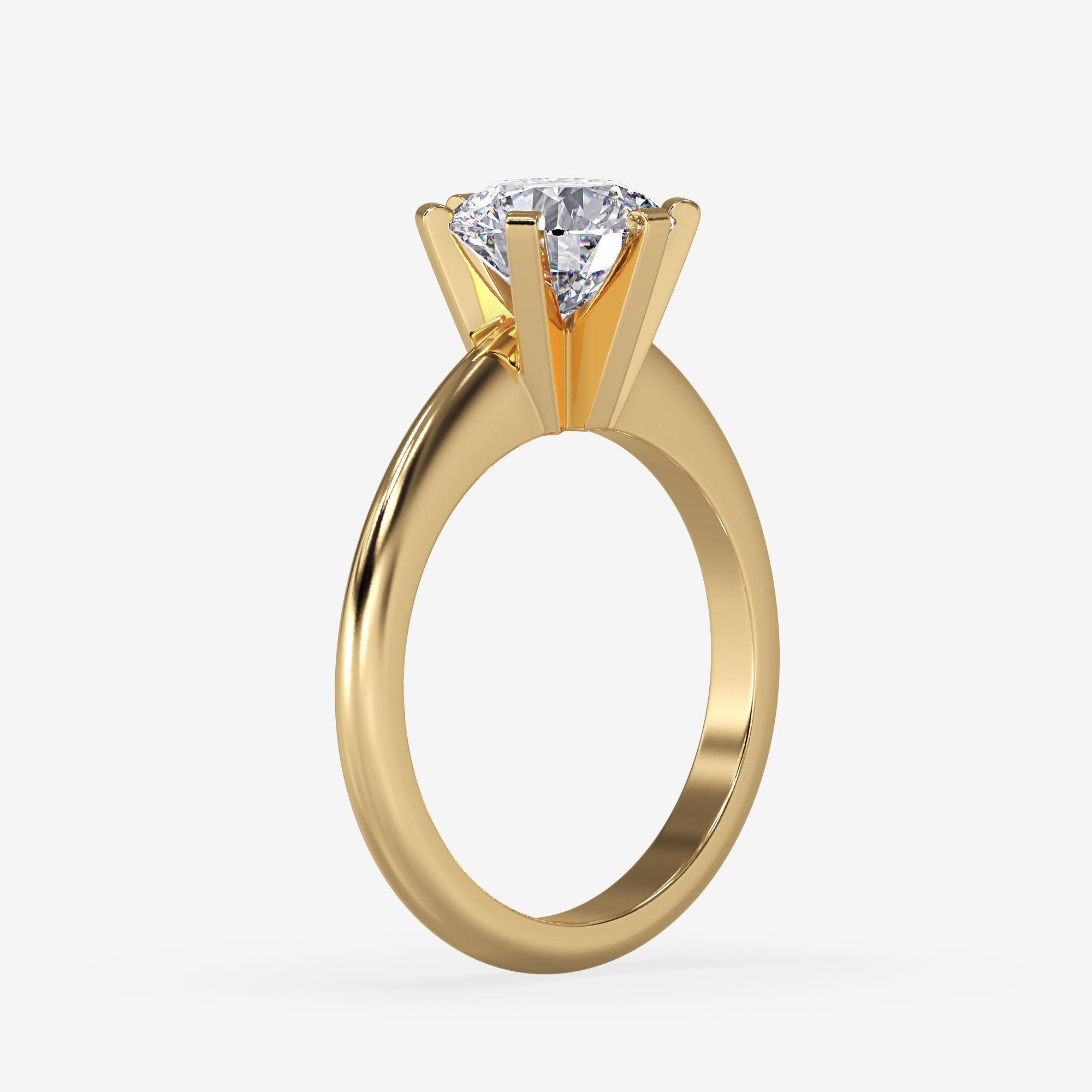 CJ-0038 solitaire diamond ring in rose gold 3D print model_12