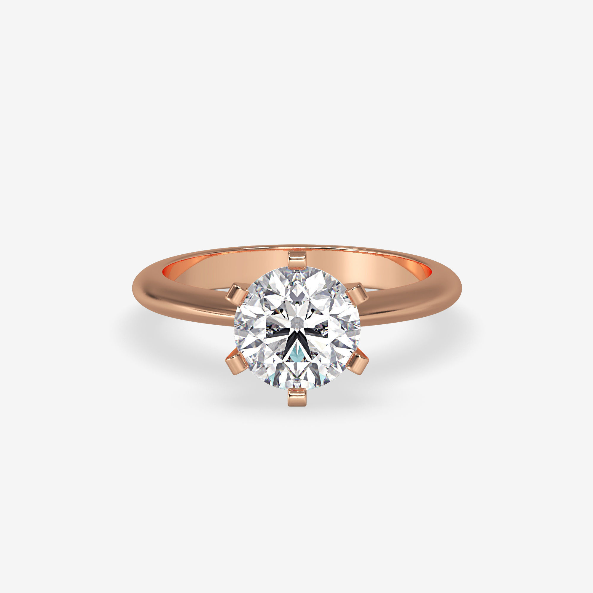 CJ-0038 solitaire diamond ring in rose gold 3D print model_4