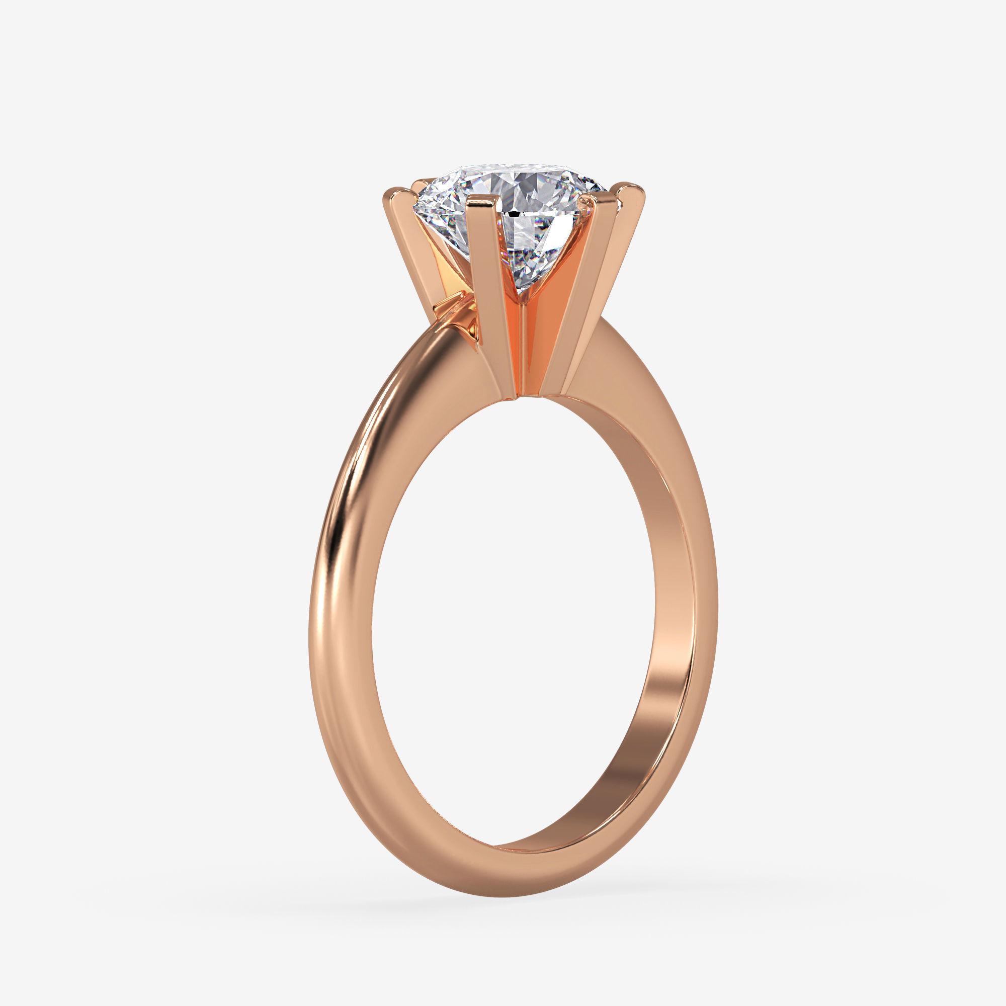 CJ-0038 solitaire diamond ring in rose gold 3D print model_6
