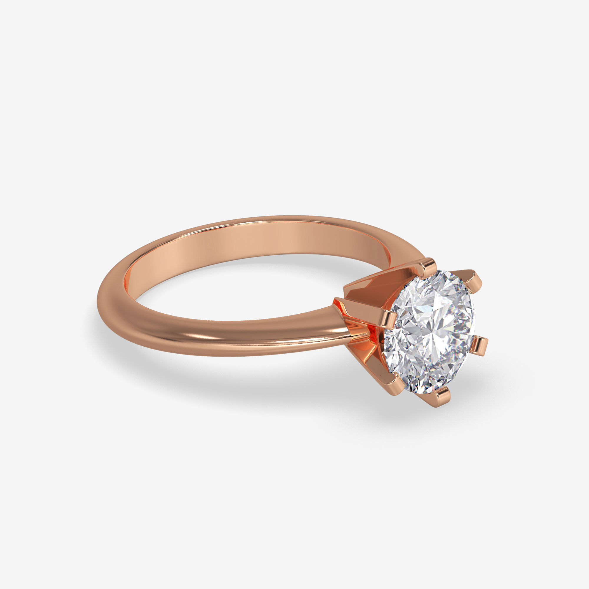 CJ-0038 solitaire diamond ring in rose gold 3D print model_1
