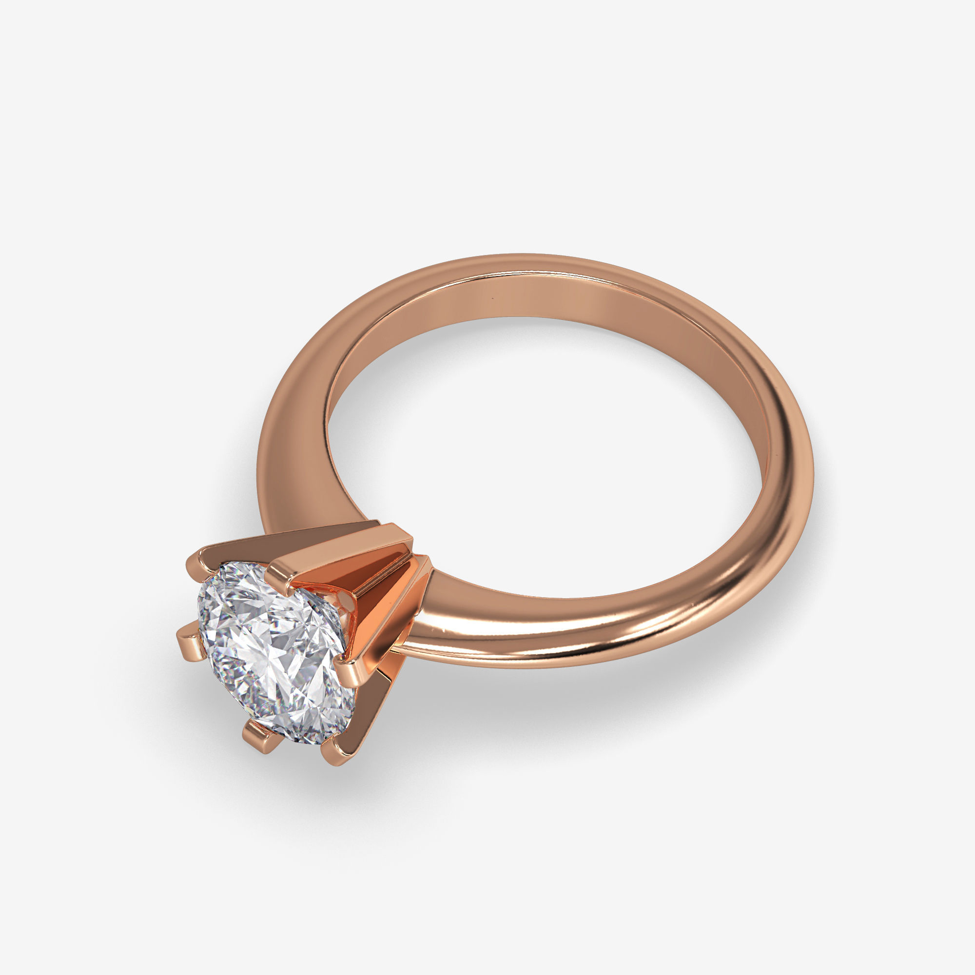 CJ-0038 solitaire diamond ring in rose gold 3D print model_5