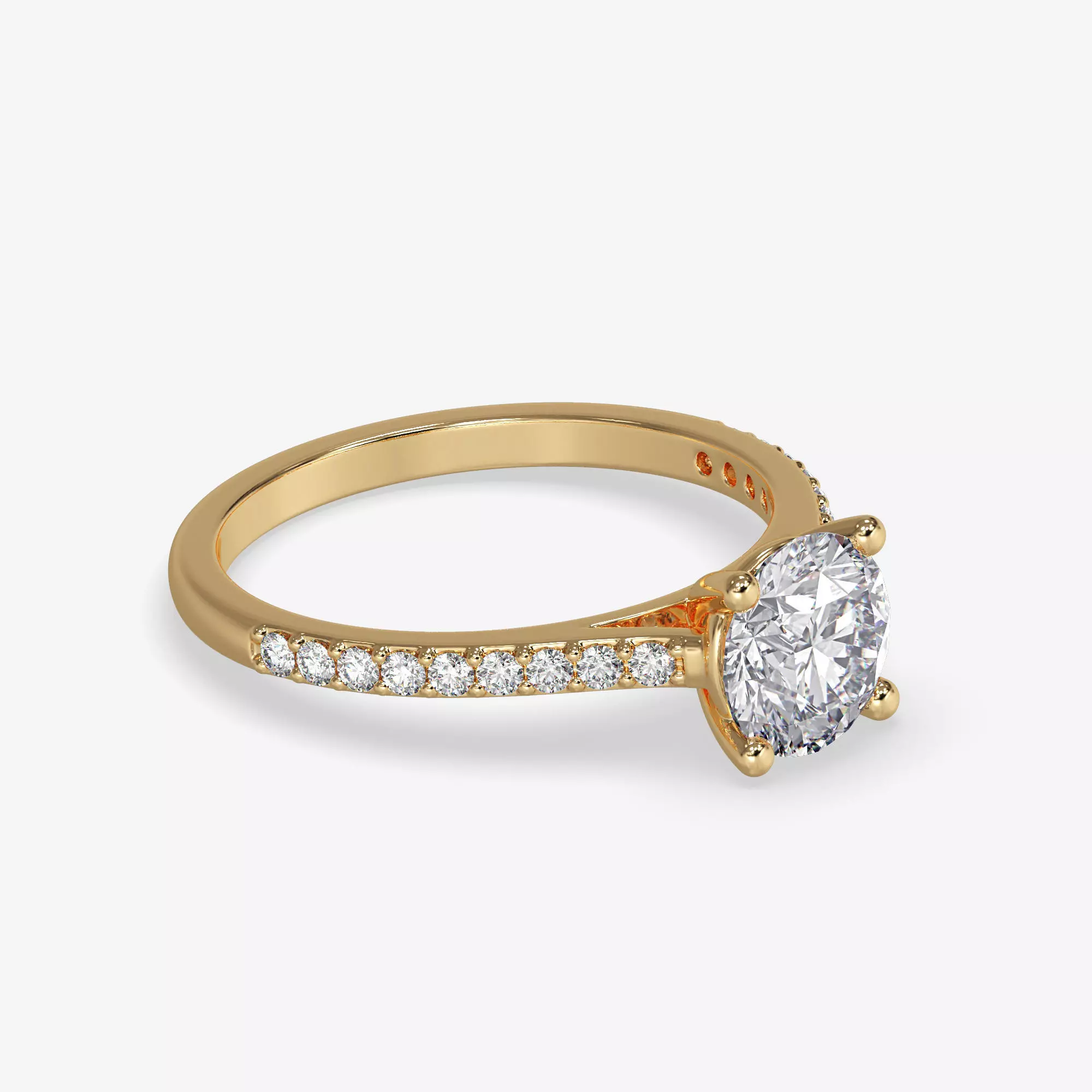 CJ-0033 diamond engagement ring gold 3D print model