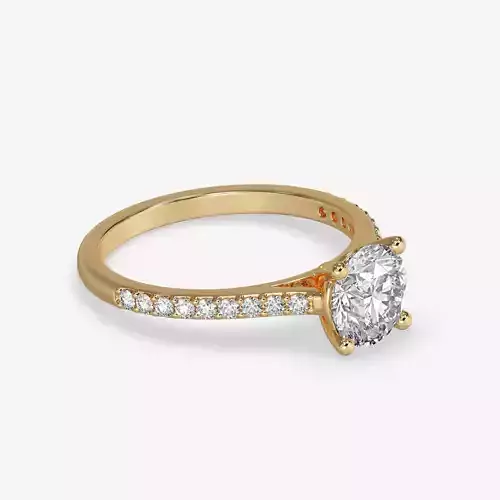 CJ-0033 diamond engagement ring gold 3D print model