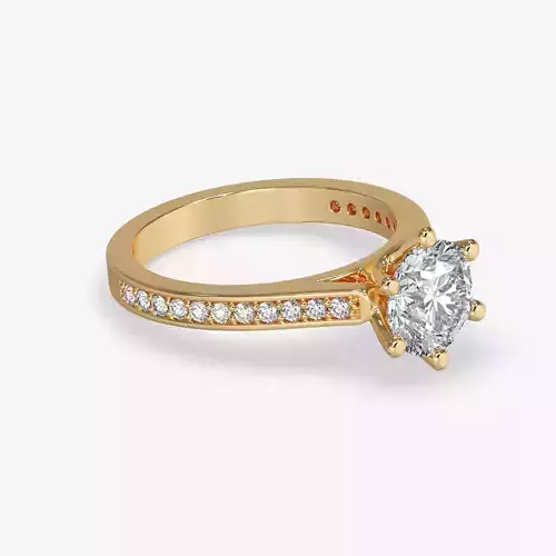 CJ-0032 diamond engagement ring gold 3D print model