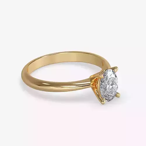 CJ-0029 solitaire engagement ring gold 3D print model
