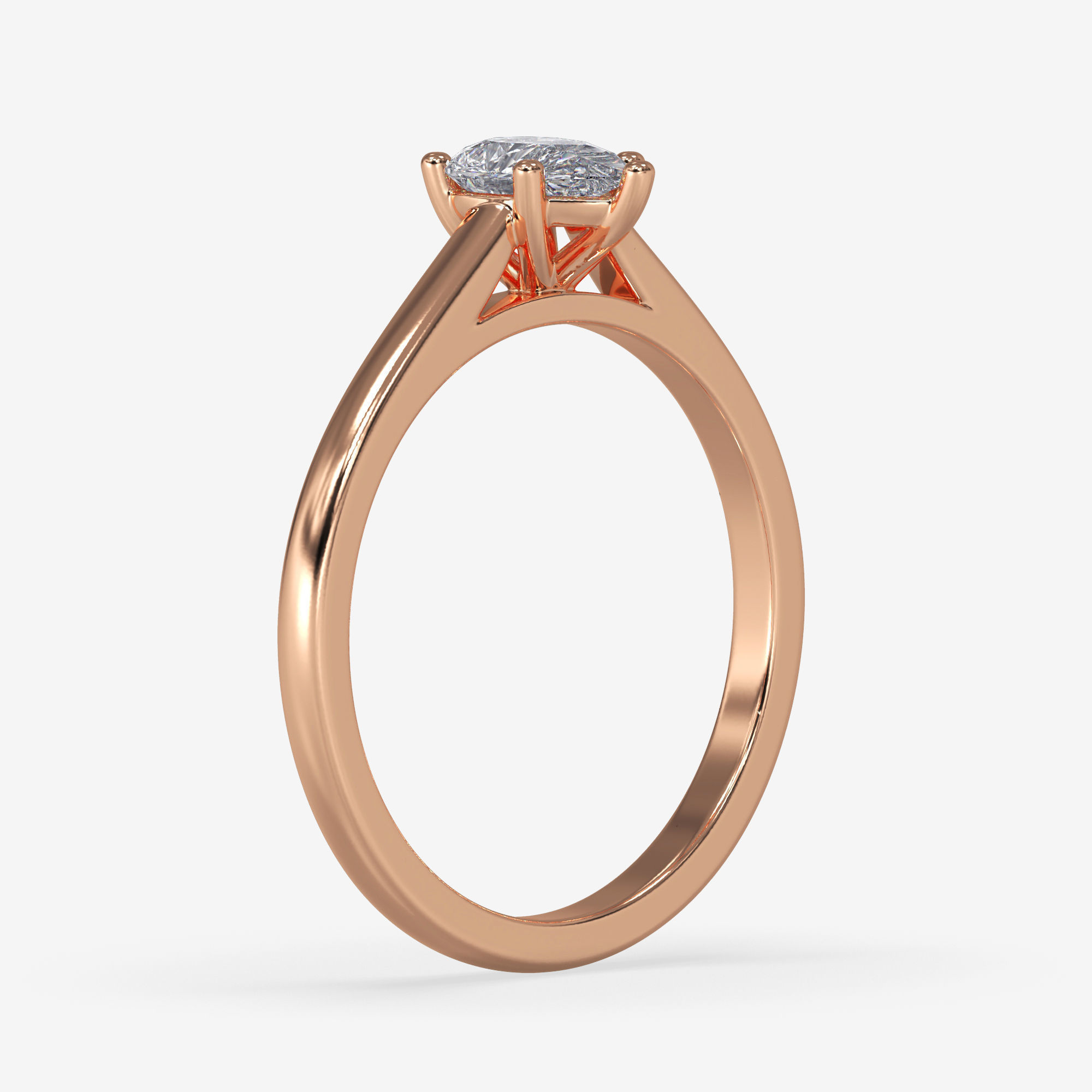 CJ-0026 gold engagement ring with pear shaped diamond 3D print model_6