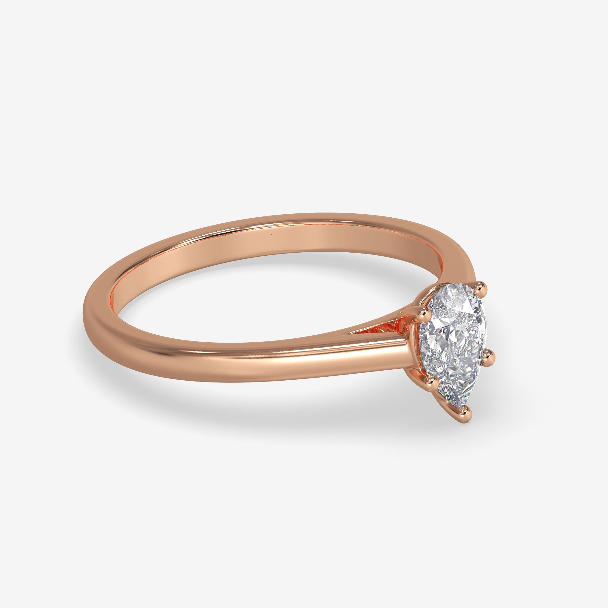 CJ-0026 gold engagement ring with pear shaped diamond 3D print model_1