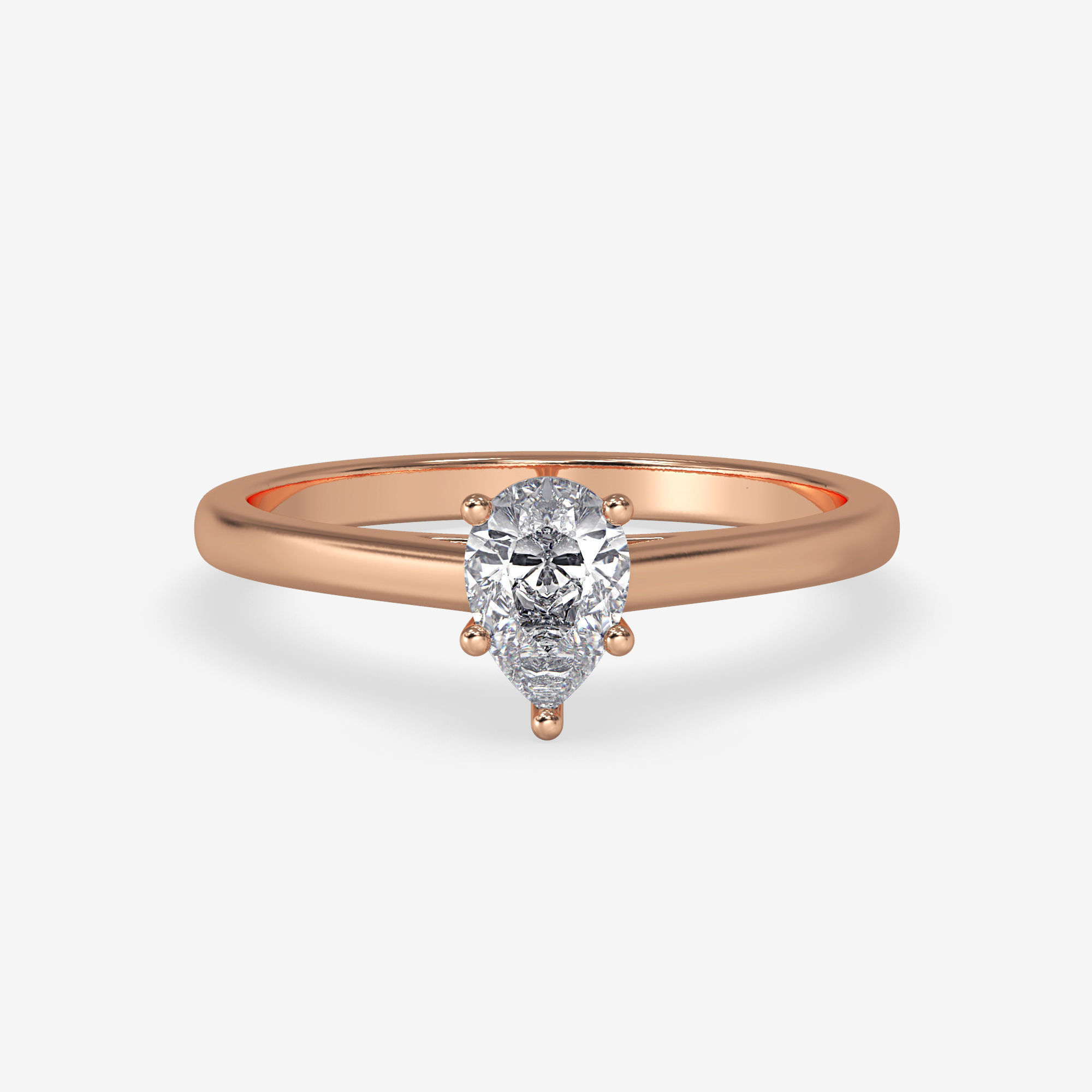CJ-0026 gold engagement ring with pear shaped diamond 3D print model_4