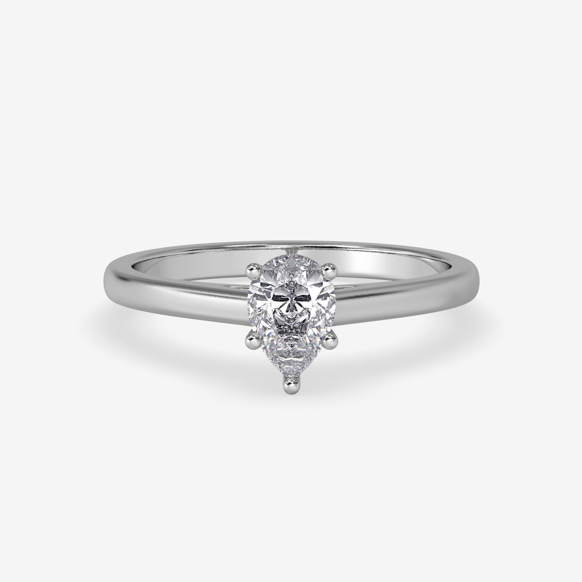 CJ-0026 gold engagement ring with pear shaped diamond 3D print model_7