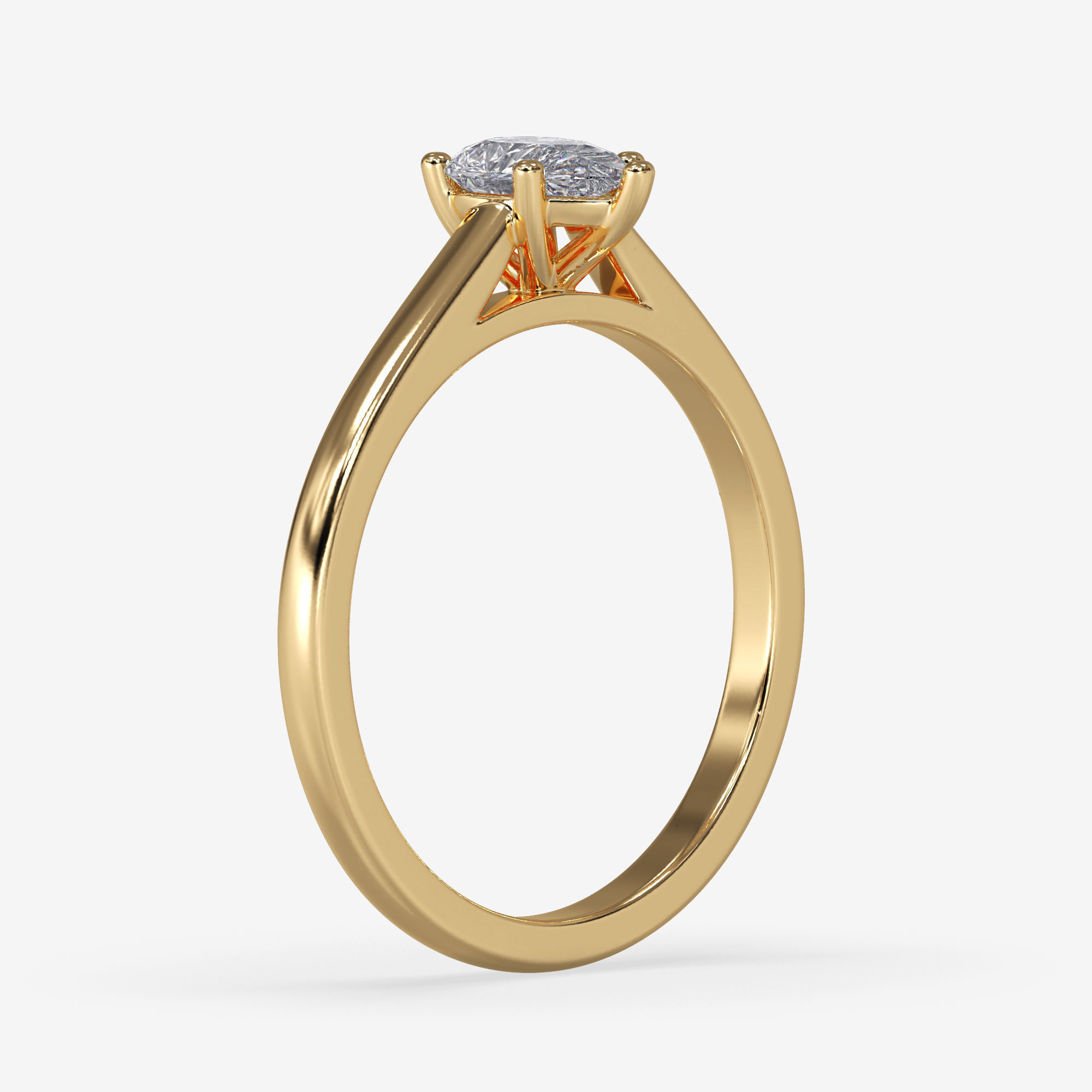 CJ-0026 gold engagement ring with pear shaped diamond 3D print model_12