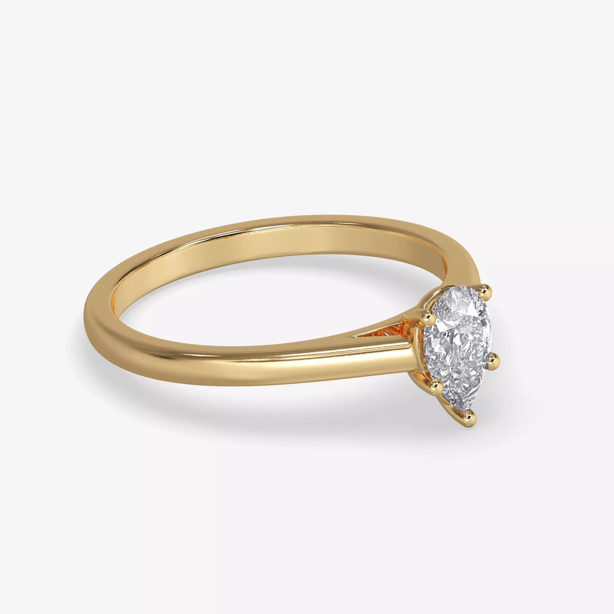 CJ-0026 gold engagement ring with pear shaped diamond 3D print model_0