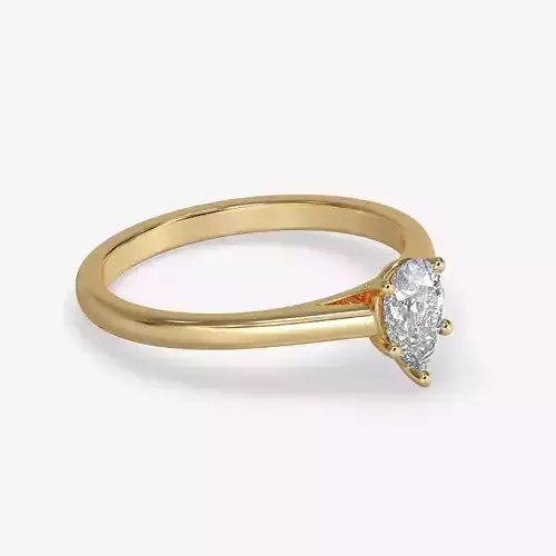 CJ-0026 gold engagement ring with pear shaped diamond