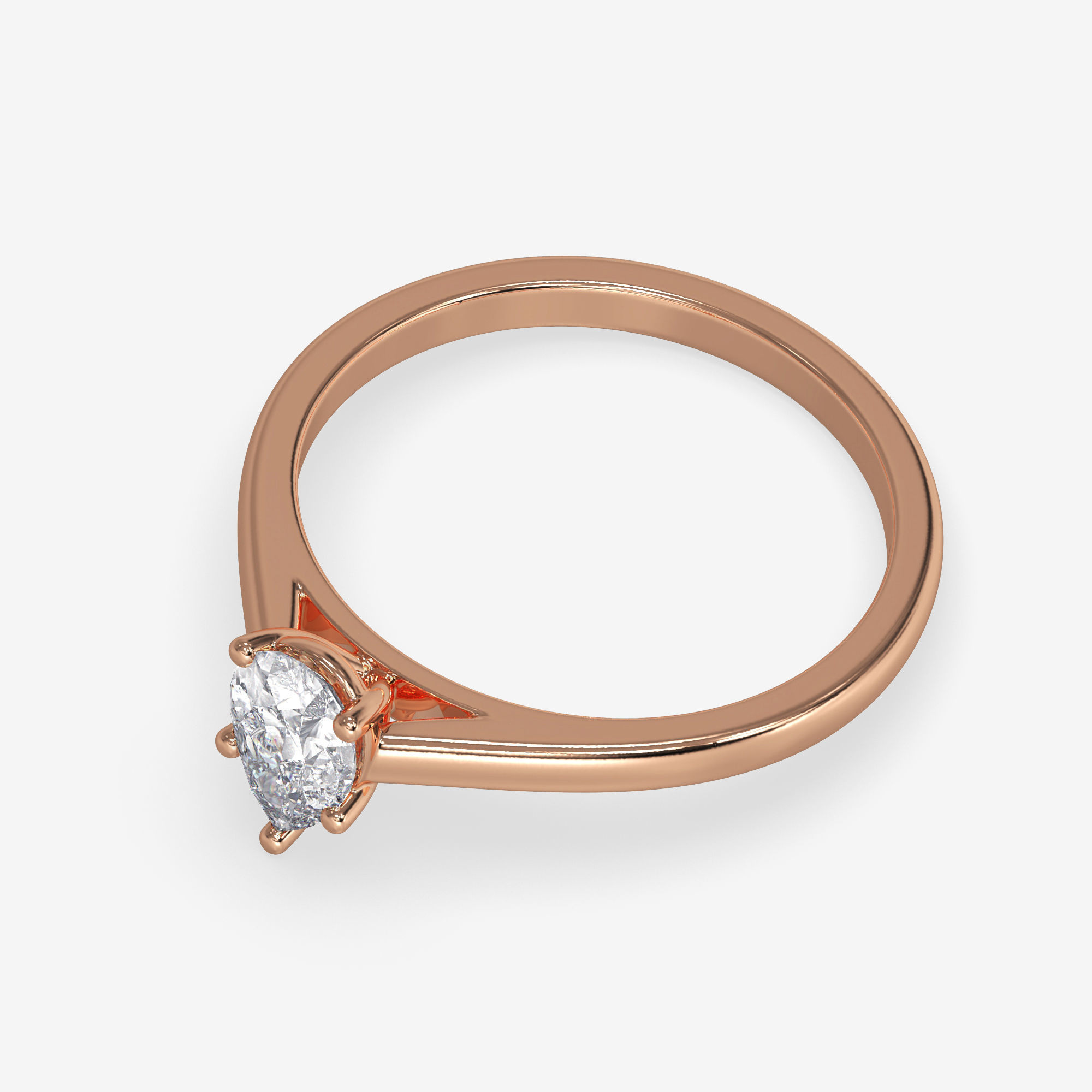 CJ-0026 gold engagement ring with pear shaped diamond 3D print model_5