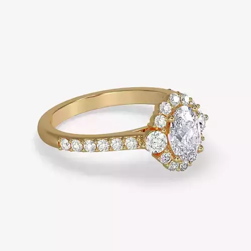 CJ-0074 oval diamond engagement ring gold 3D print model
