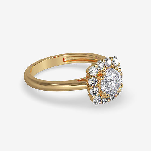 CJ-0073 halo engagement ring 3D print model