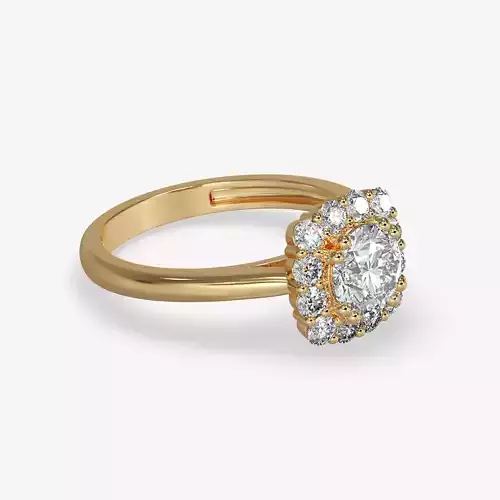 CJ-0073 halo engagement ring 3D print model