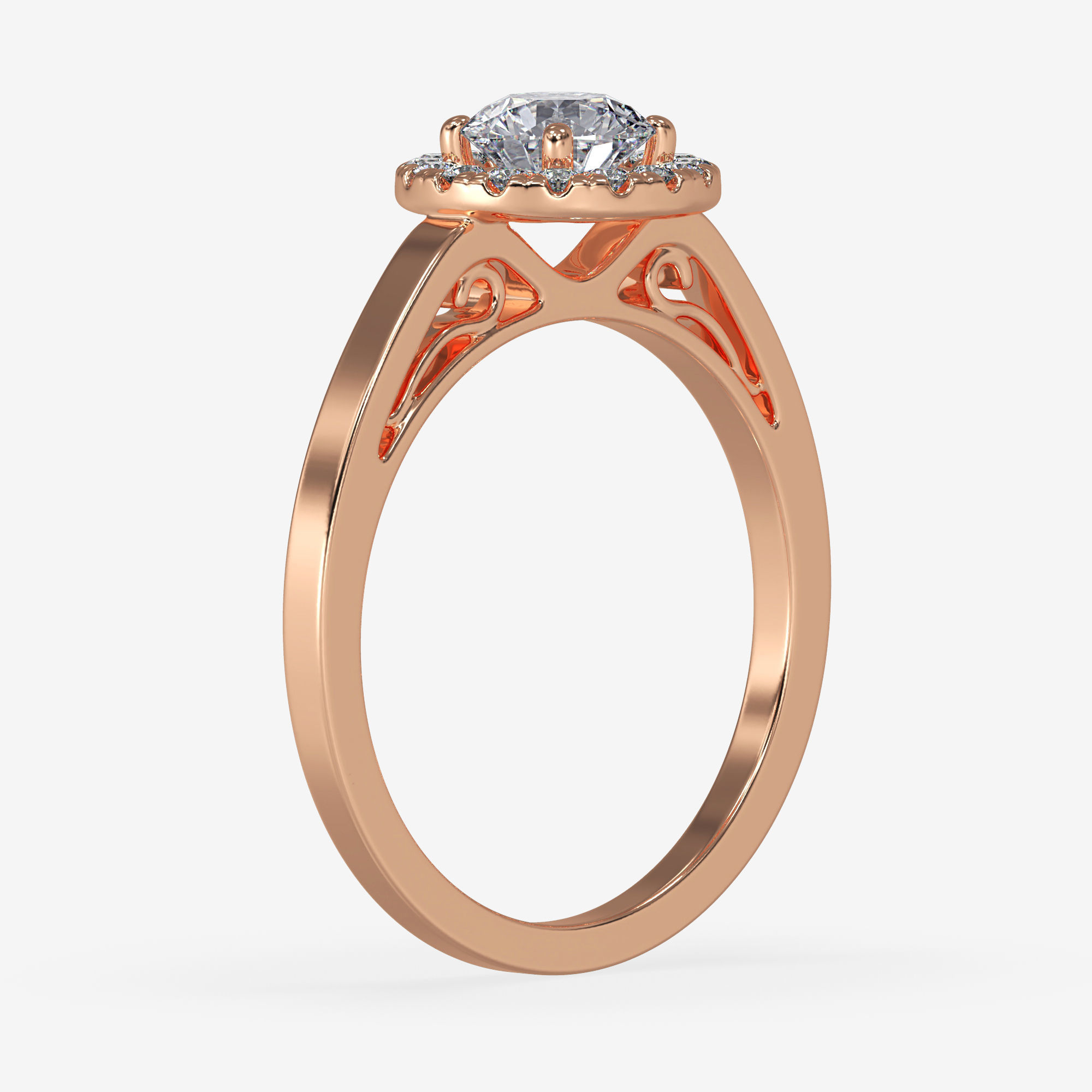 CJ-0069 engagement ring in rose gold 3D print model_6