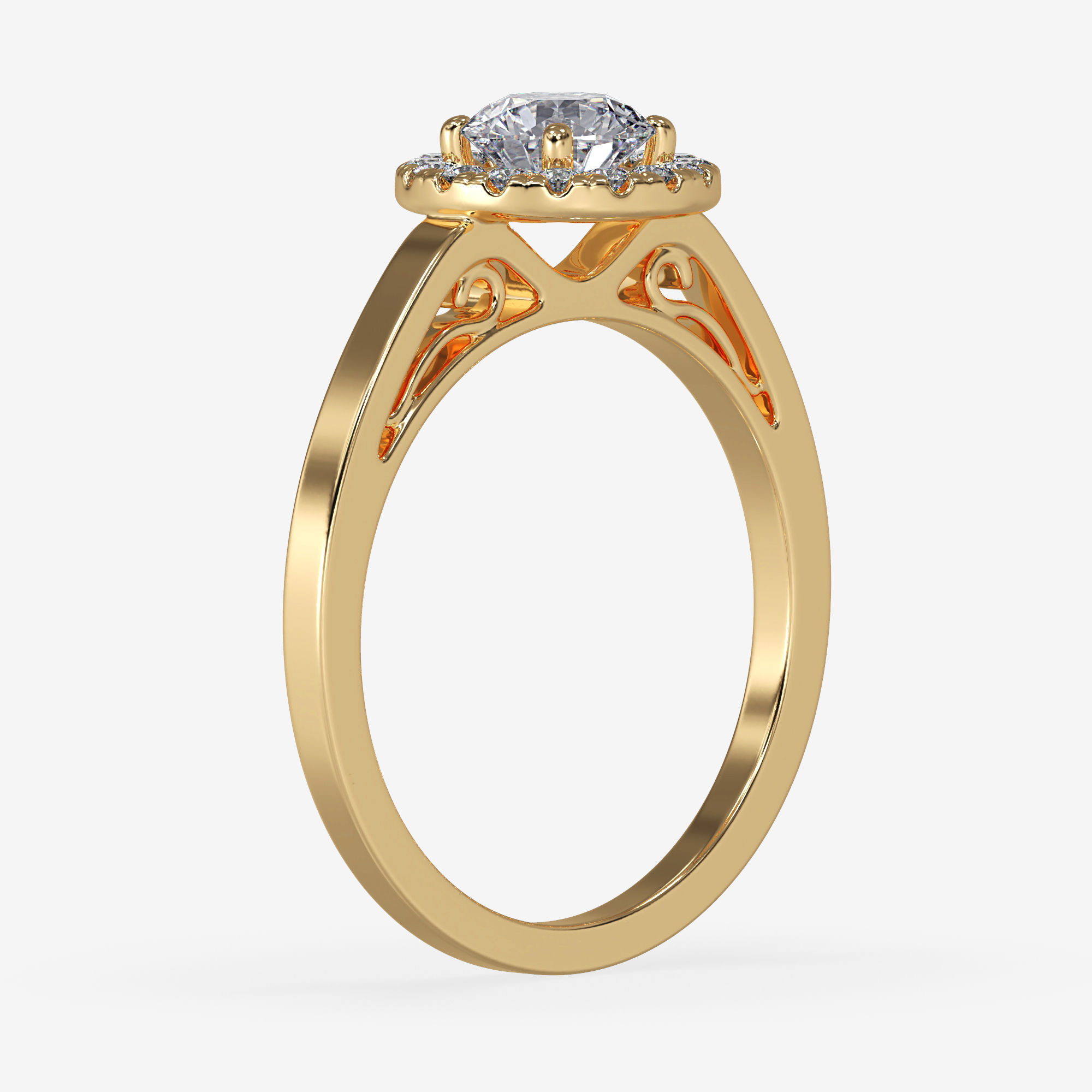 CJ-0069 engagement ring in rose gold 3D print model_12