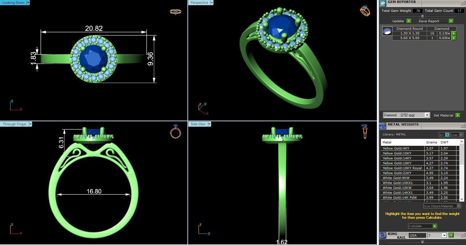 CJ-0069 engagement ring in rose gold 3D print model_3