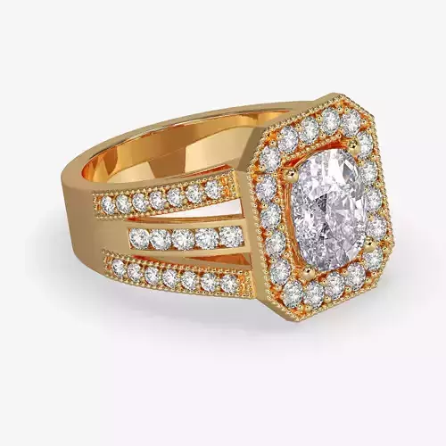 CJ-0065 engagement ring in rose gold 3D print model
