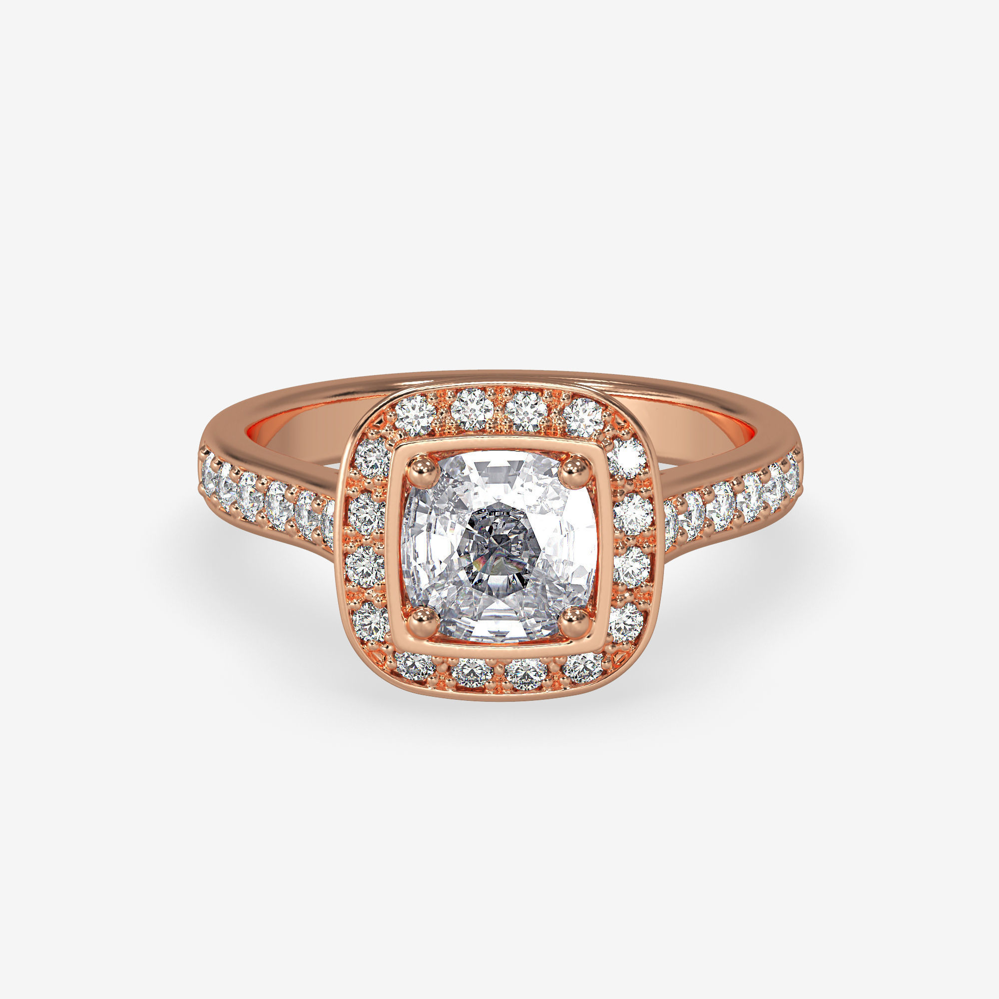 CJ-0064 gold engagement ring with cushion cut diamond 3D print model_4