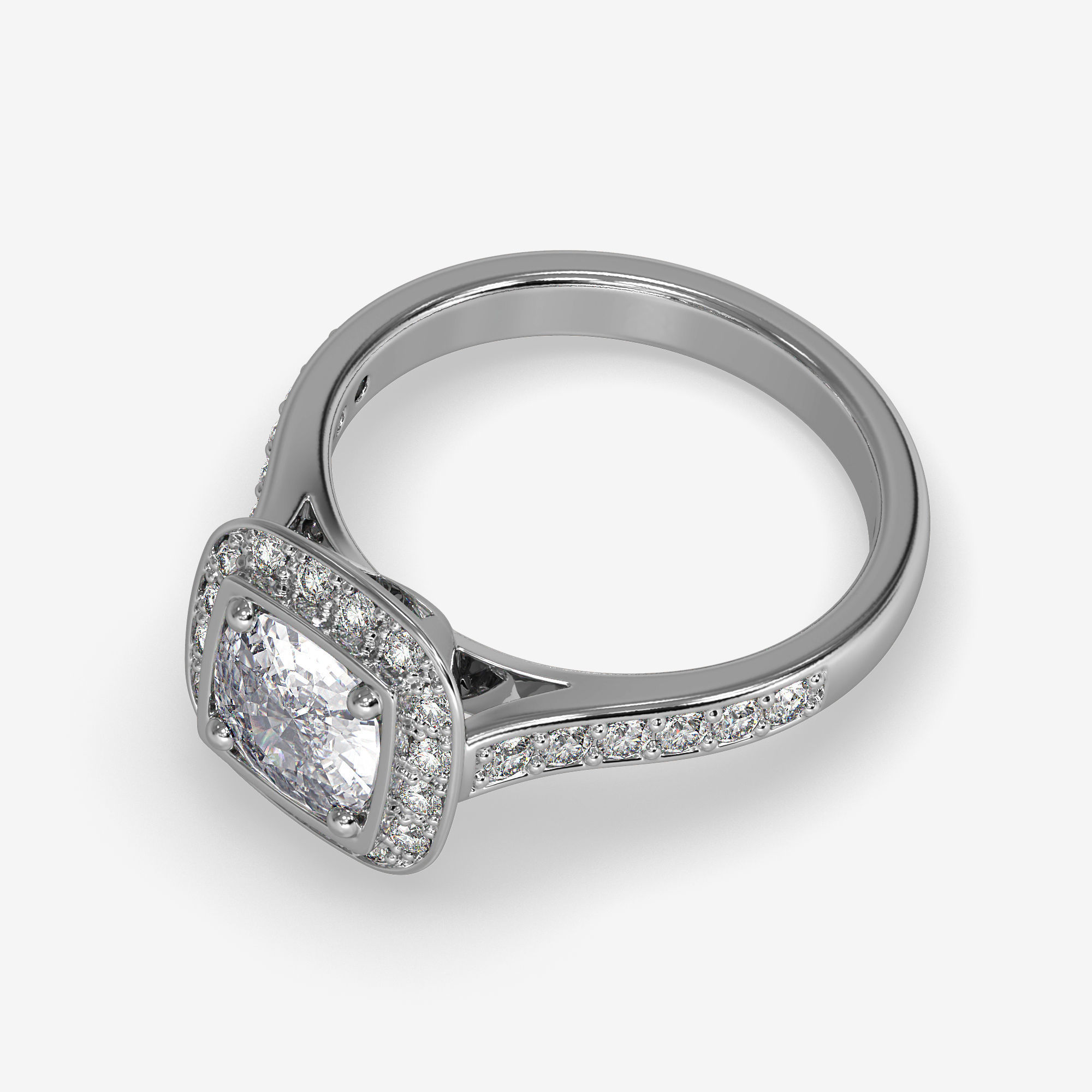 CJ-0064 gold engagement ring with cushion cut diamond 3D print model_8