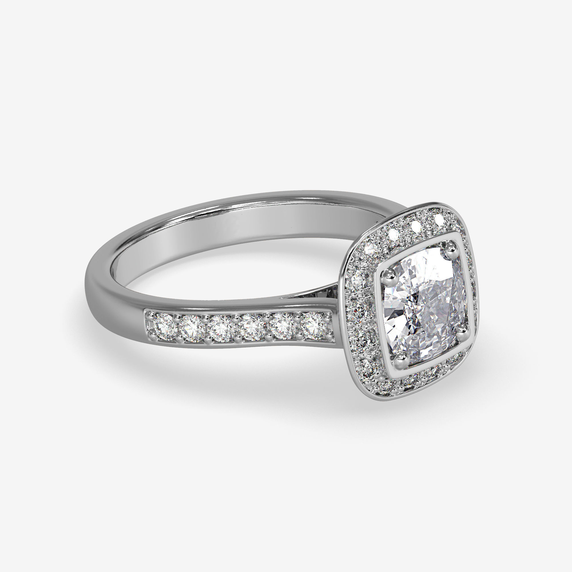 CJ-0064 gold engagement ring with cushion cut diamond 3D print model_2