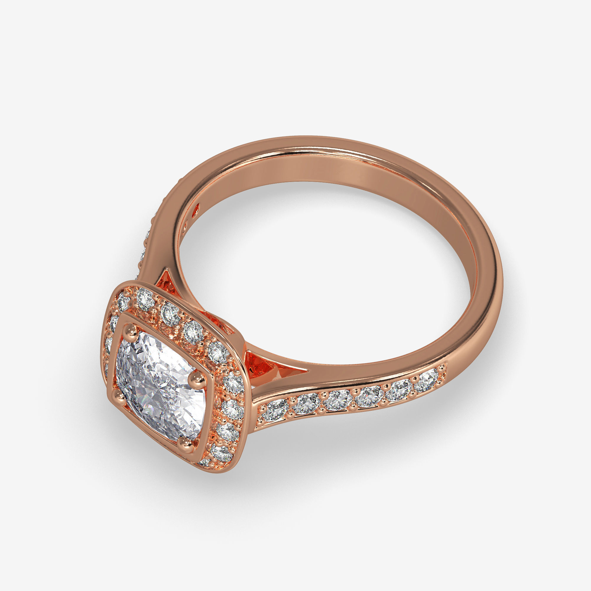 CJ-0064 gold engagement ring with cushion cut diamond 3D print model_5