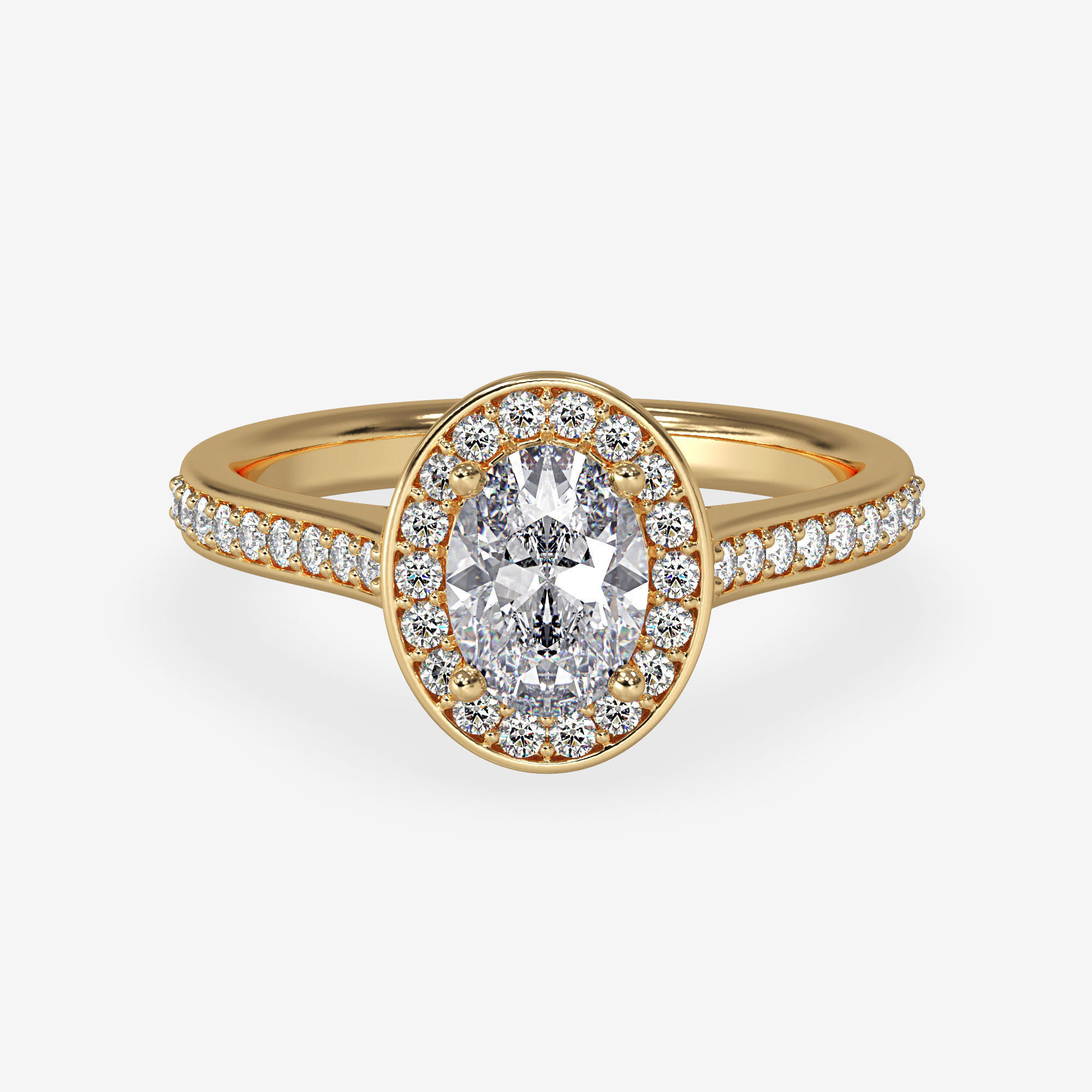 CJ-0060 halo ring - engagement ring - rose gold-coloured 3D print model_10