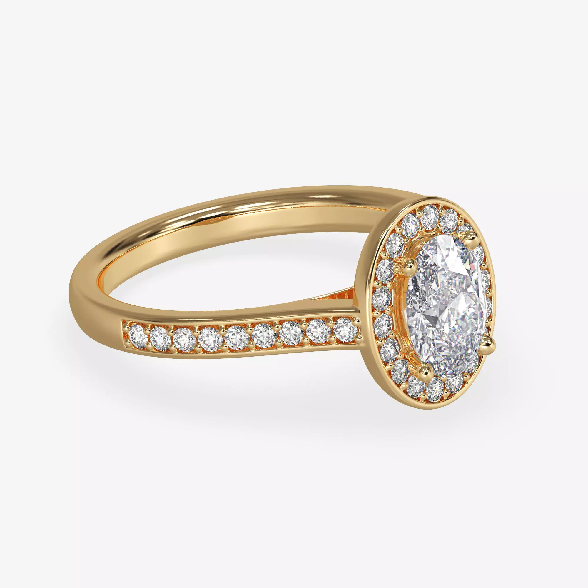 CJ-0060 halo ring - engagement ring - rose gold-coloured 3D print model_0