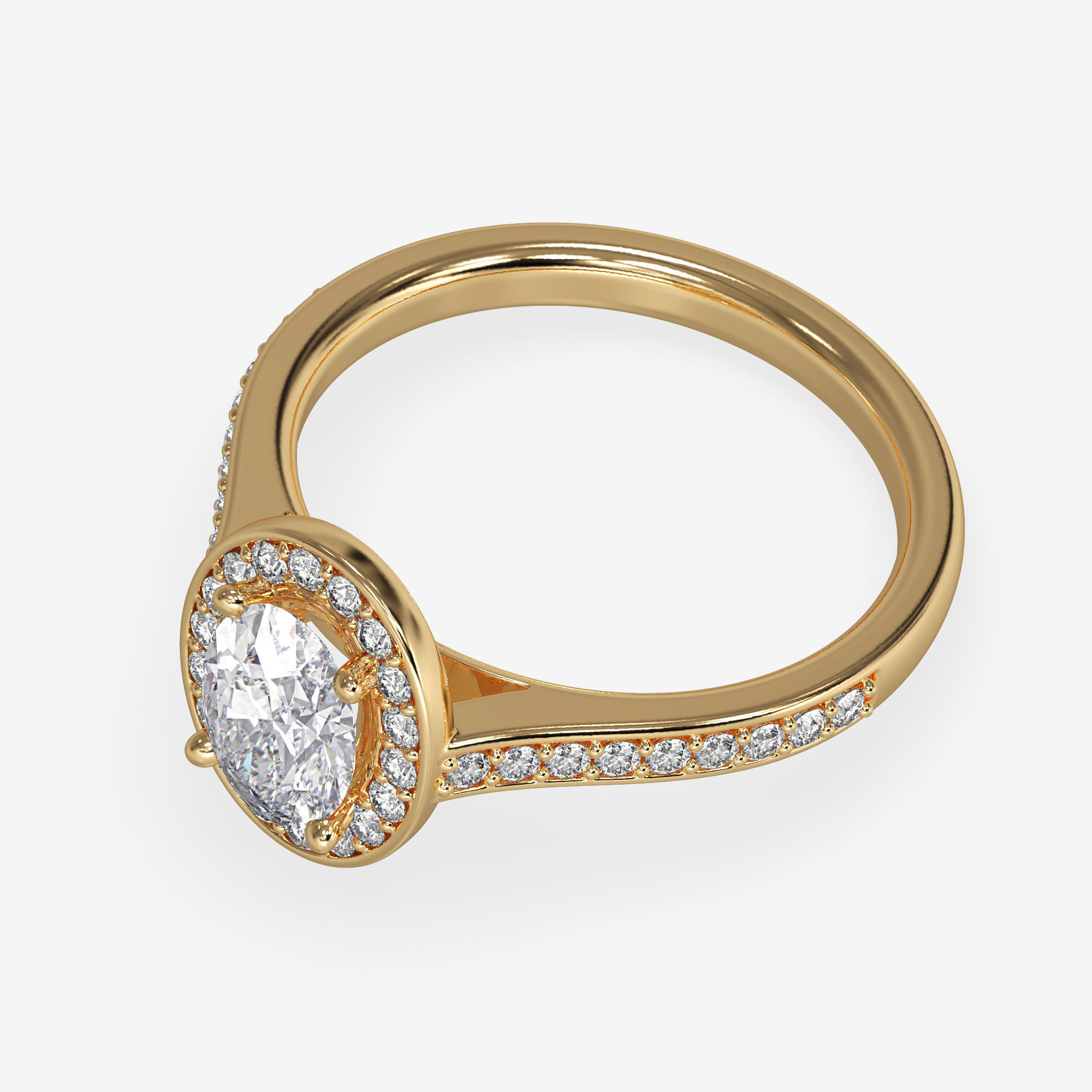 CJ-0060 halo ring - engagement ring - rose gold-coloured 3D print model_11
