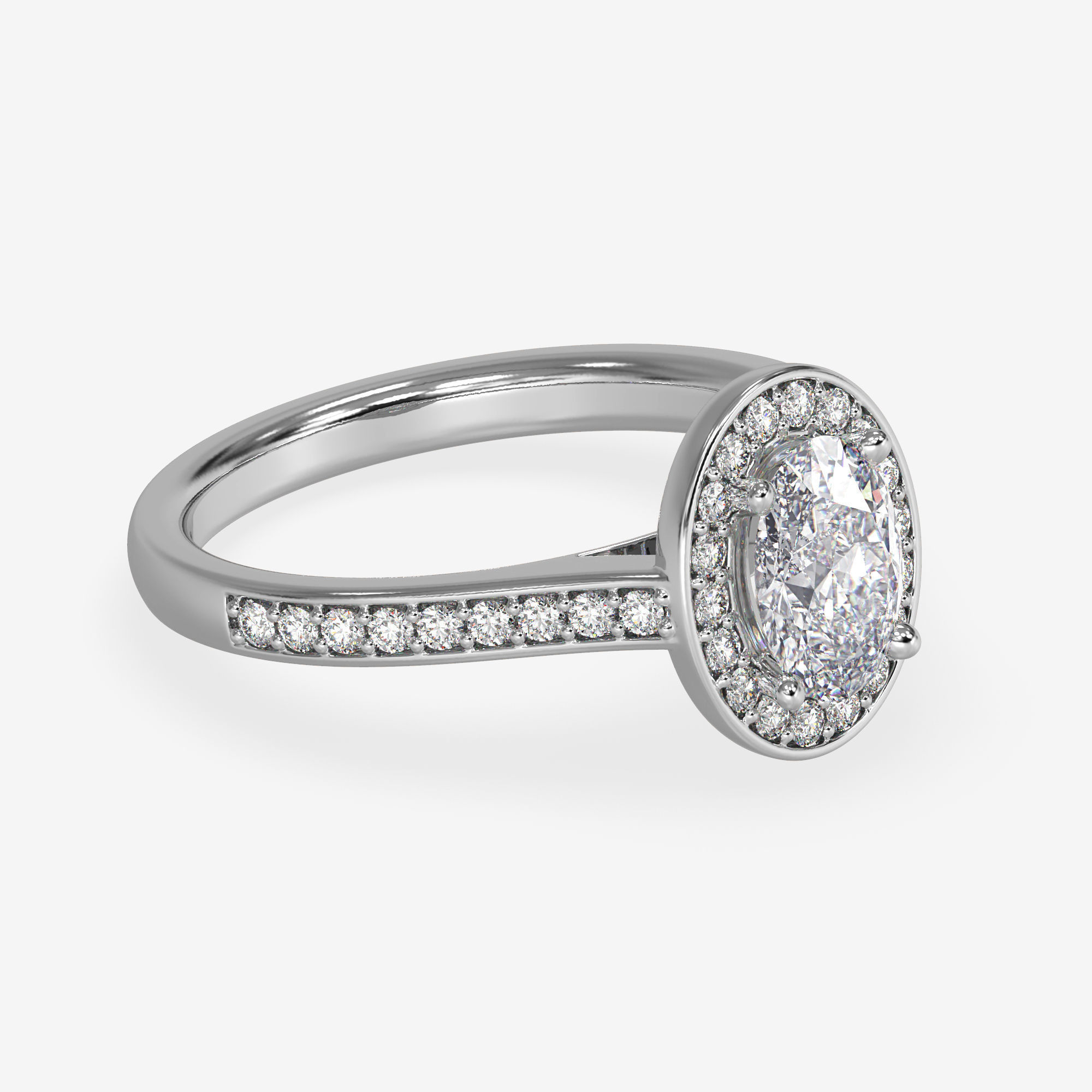 CJ-0060 halo ring - engagement ring - rose gold-coloured 3D print model_2