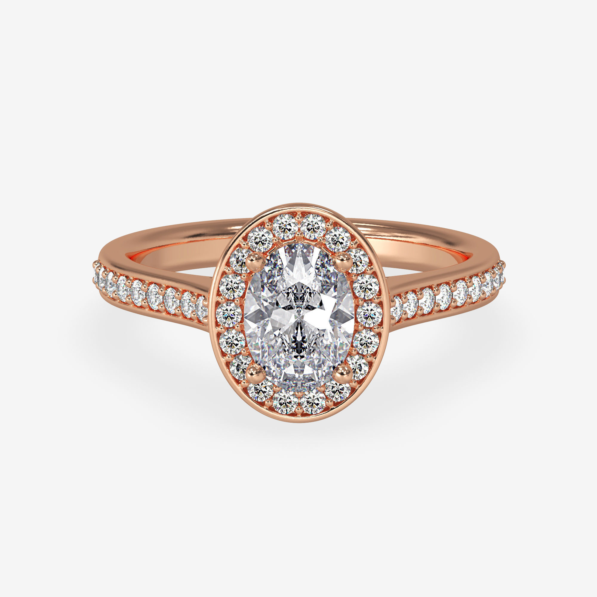 CJ-0060 halo ring - engagement ring - rose gold-coloured 3D print model_4