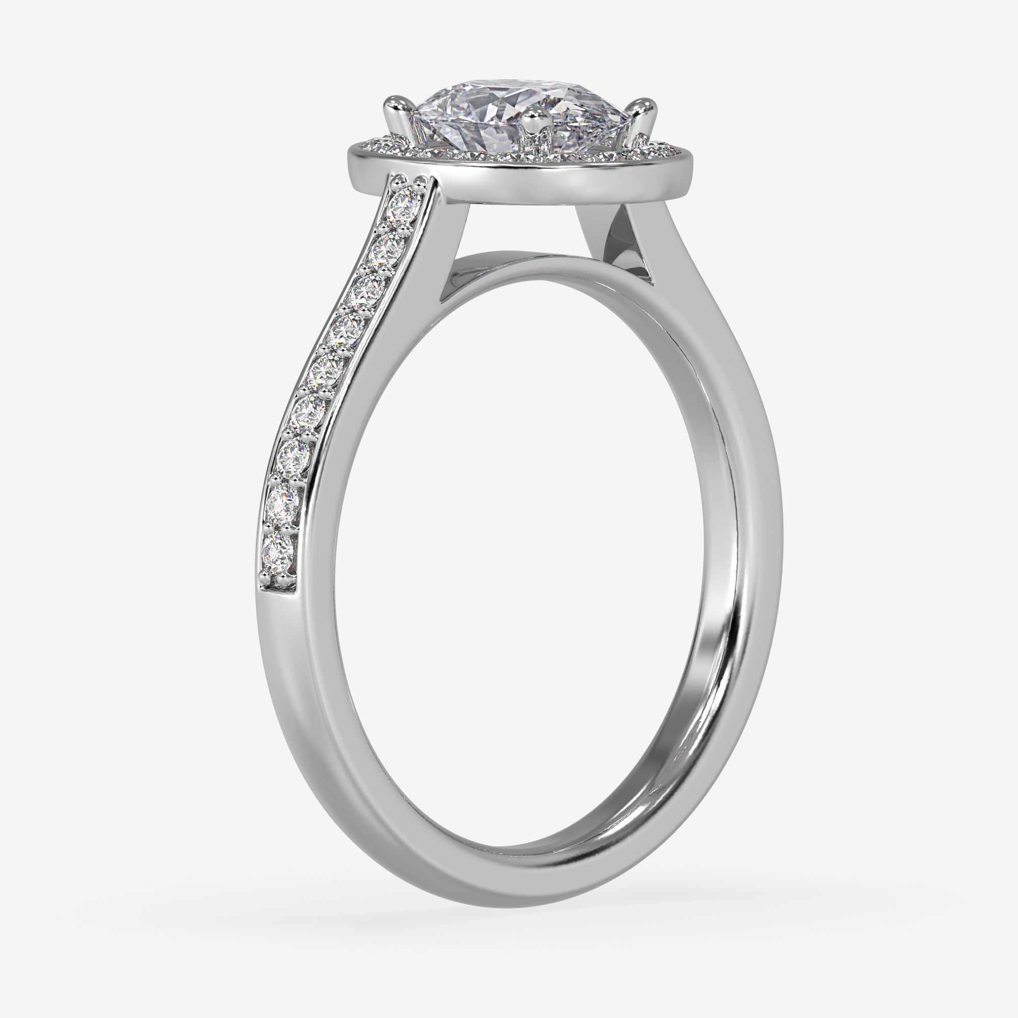 CJ-0060 halo ring - engagement ring - rose gold-coloured 3D print model_9