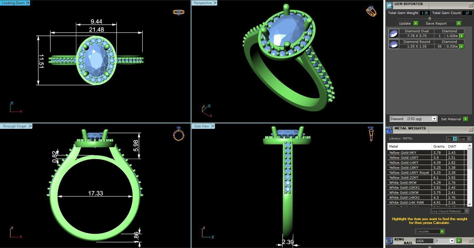 CJ-0060 halo ring - engagement ring - rose gold-coloured 3D print model_3