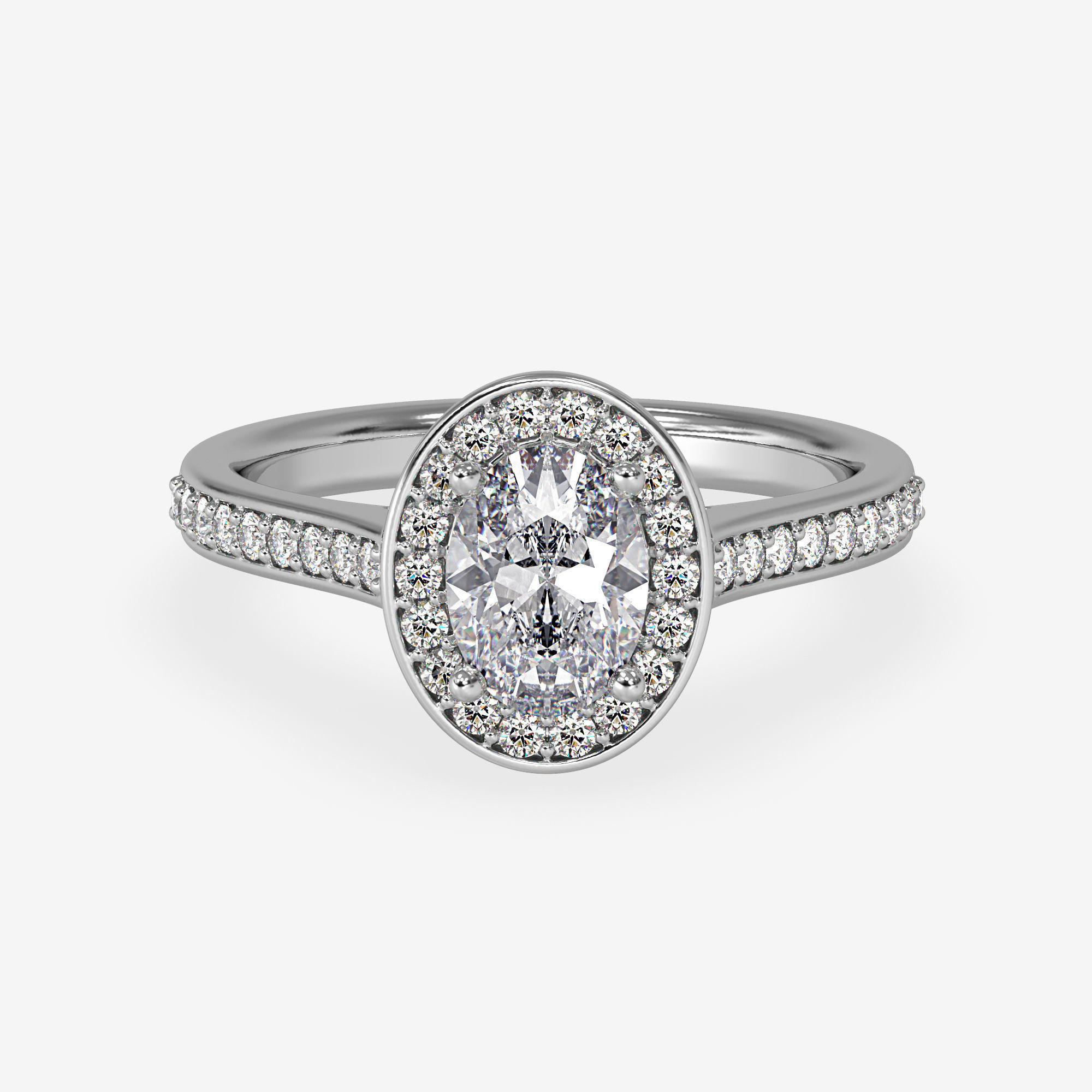 CJ-0060 halo ring - engagement ring - rose gold-coloured 3D print model_7