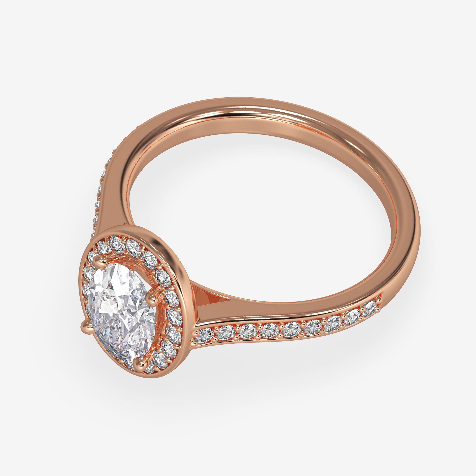 CJ-0060 halo ring - engagement ring - rose gold-coloured 3D print model_5